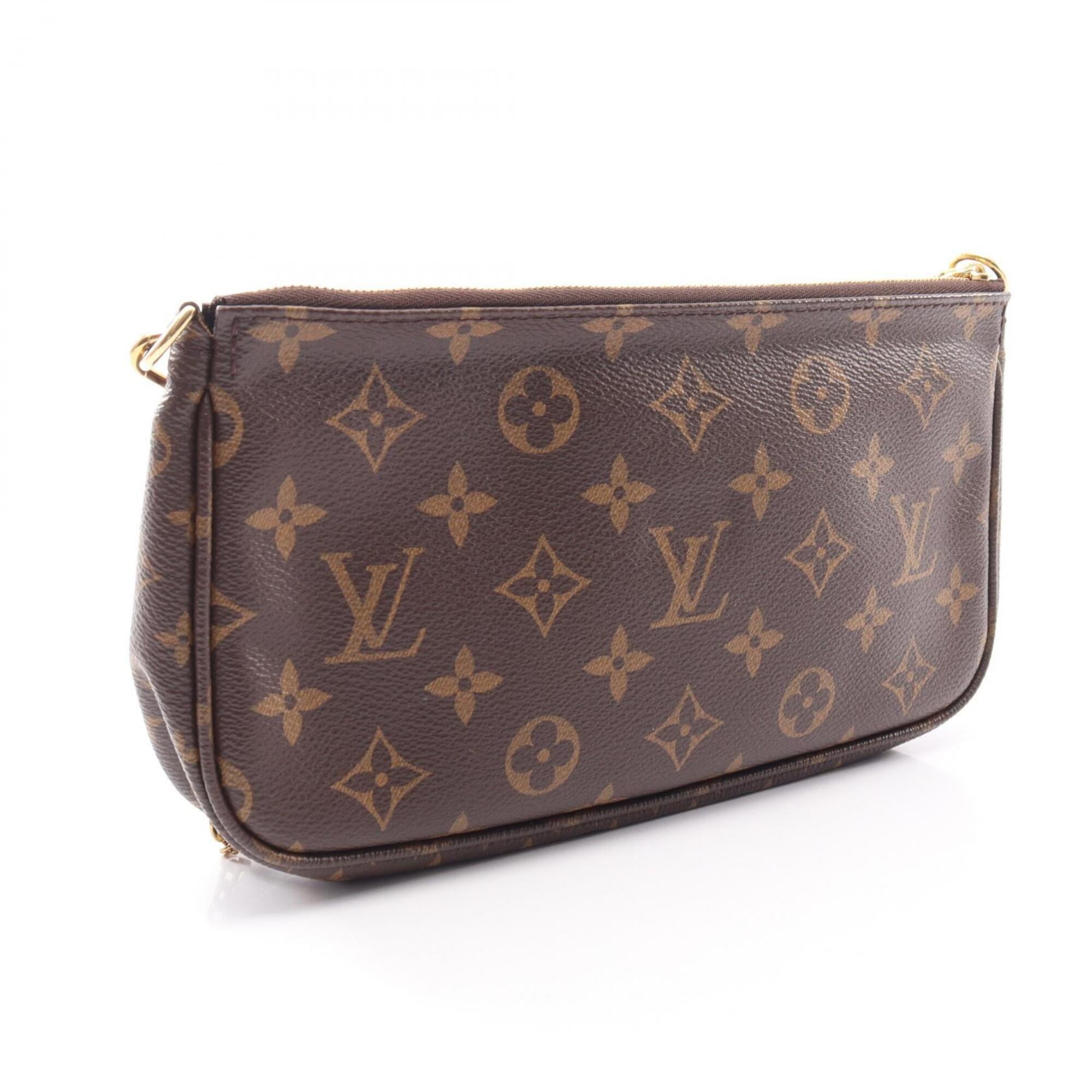 Louis Vuitton Monogram Brown Pink Coated Canvas Leather Pochette Shoulder Bag (Pre-Owned)