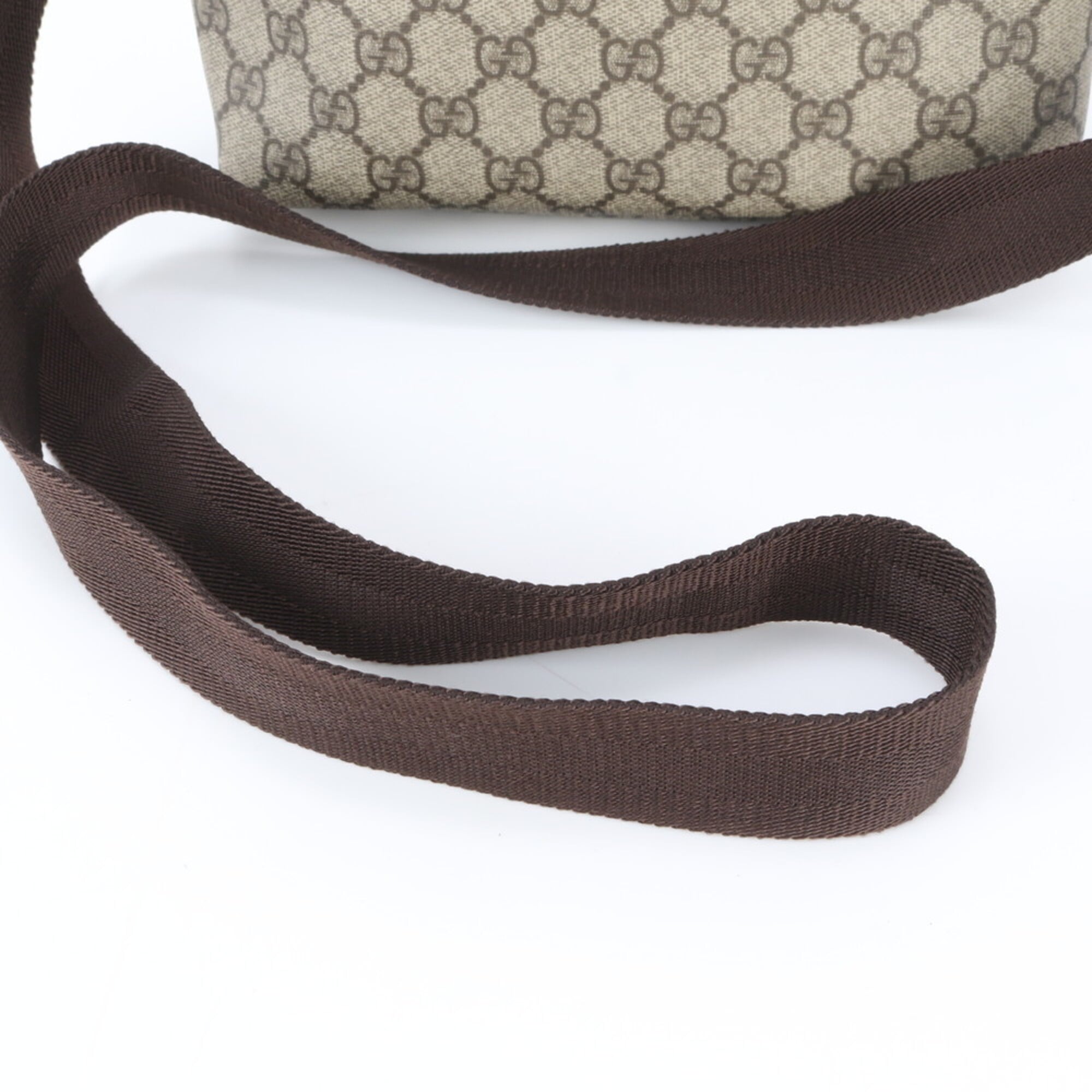 Gucci Beige Leather Coated Canvas Messenger Bag Shoulder Bag (Pre-Owned)