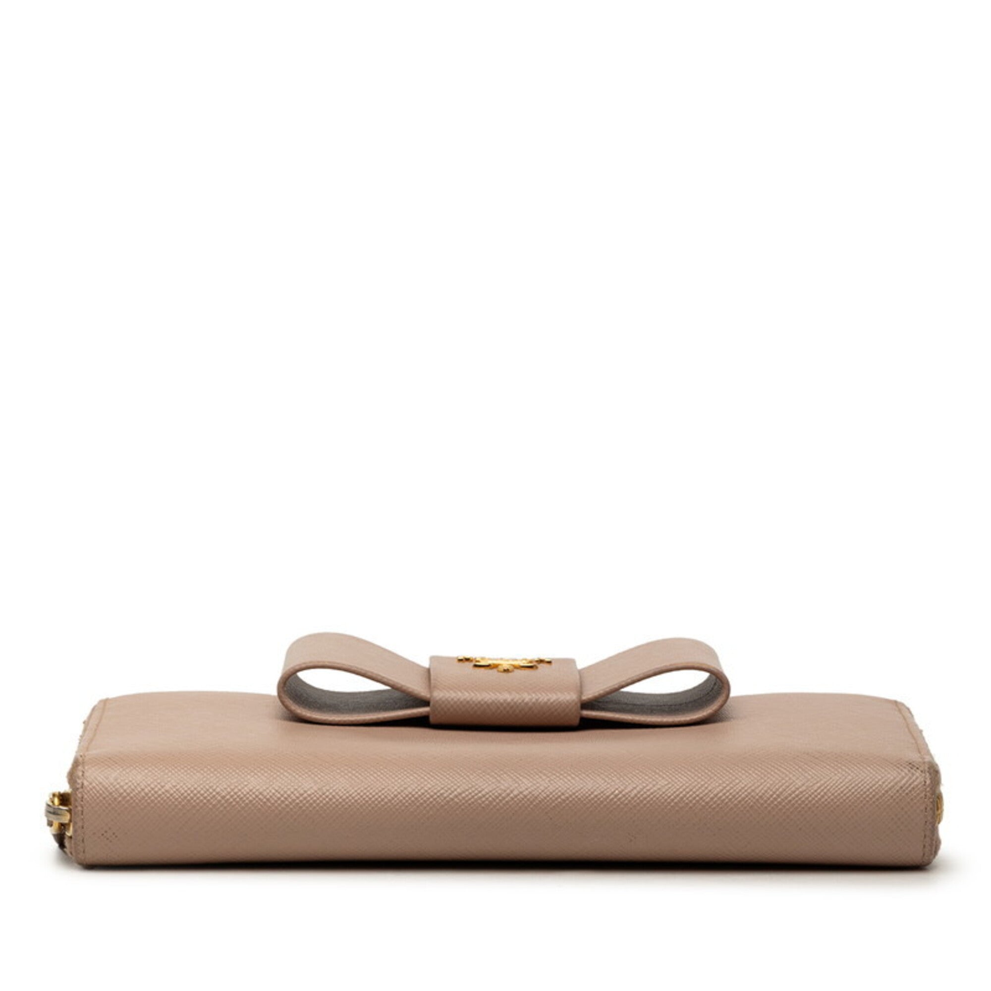 Prada Beige Leather Long Wallet (Bi-Fold) (Pre-Owned)