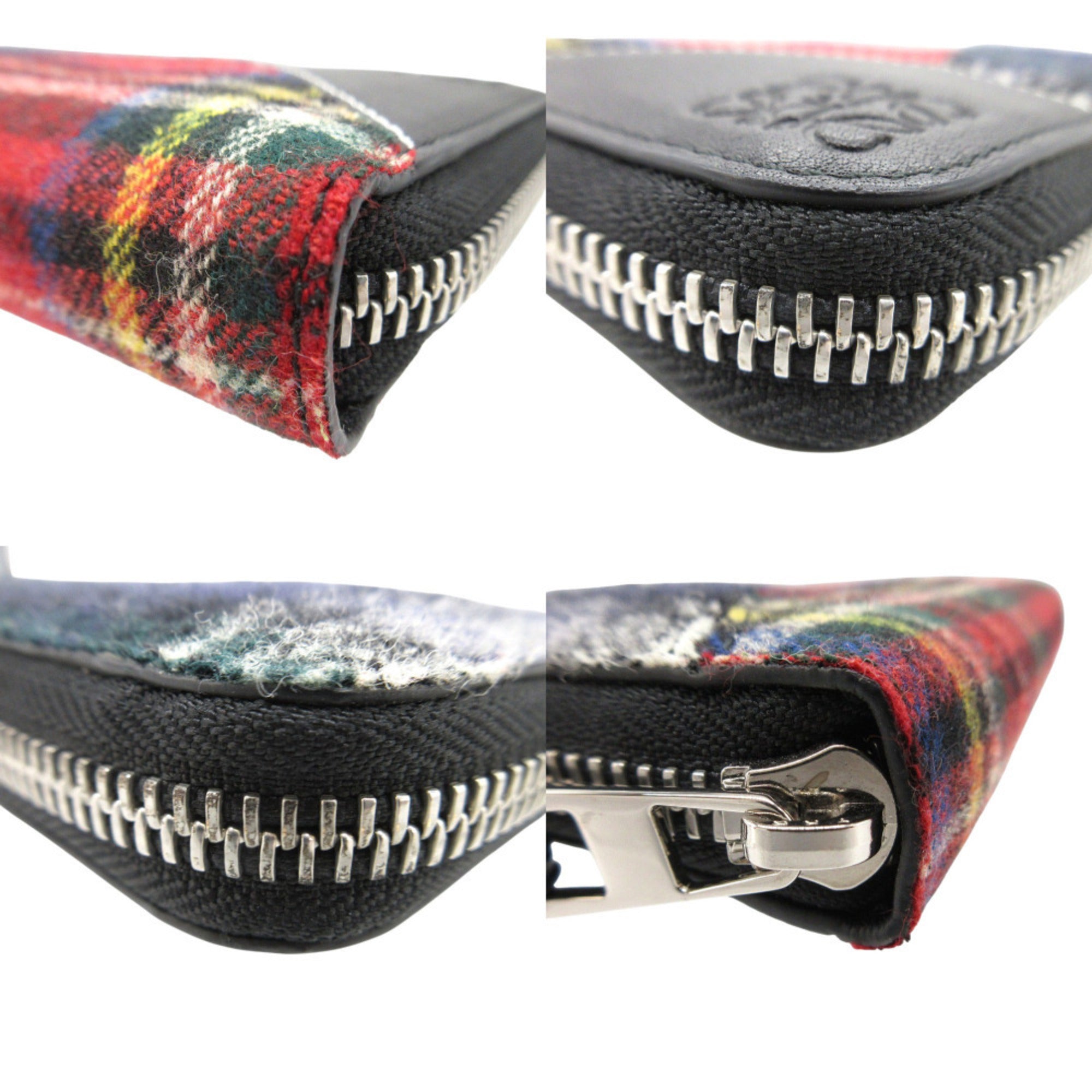 Loewe Black Navy Red Color Wool Leather Long Wallet (Bi-Fold) (Pre-Owned)
