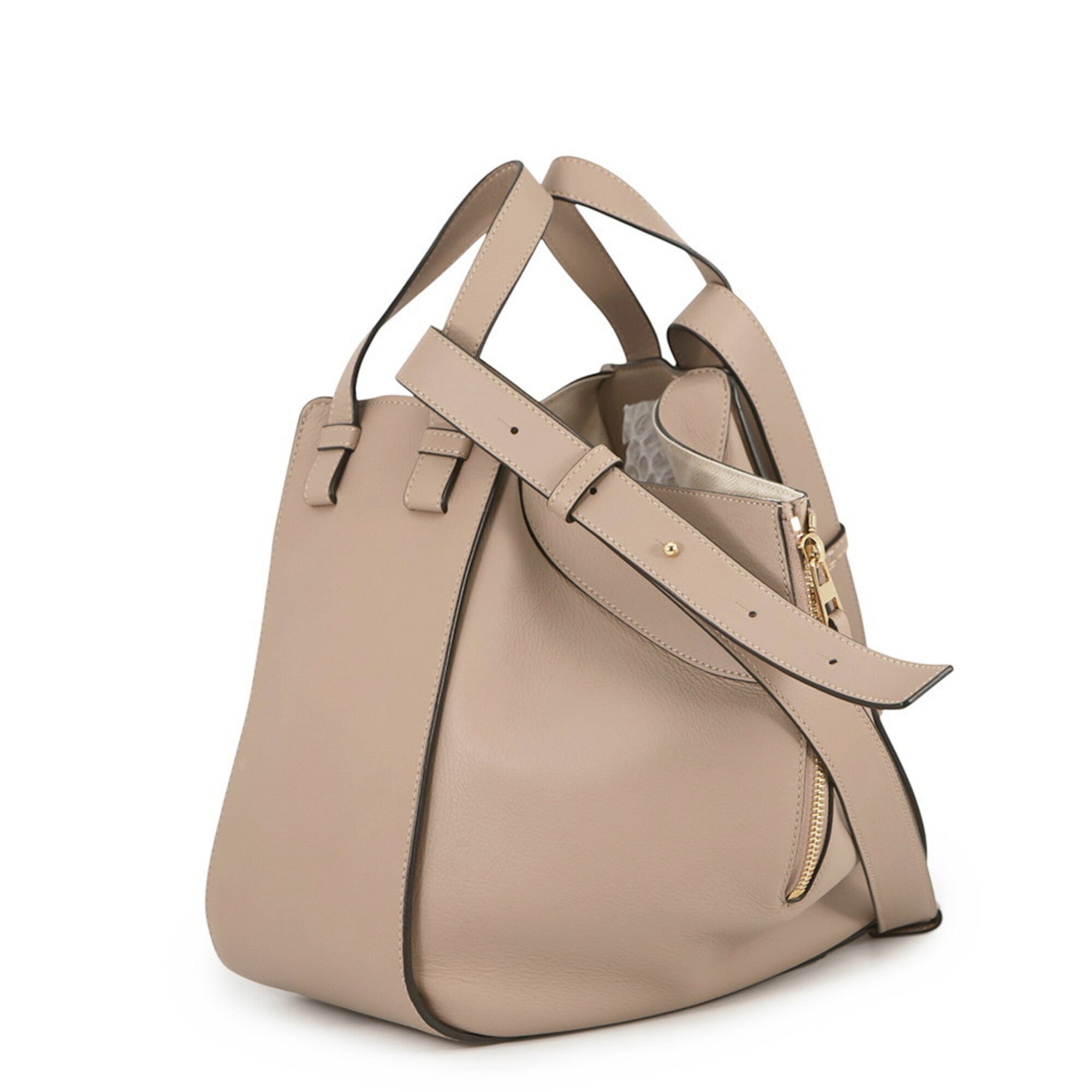 Loewe Hammock Beige Leather Handbag Shoulder Bag (Pre-Owned)