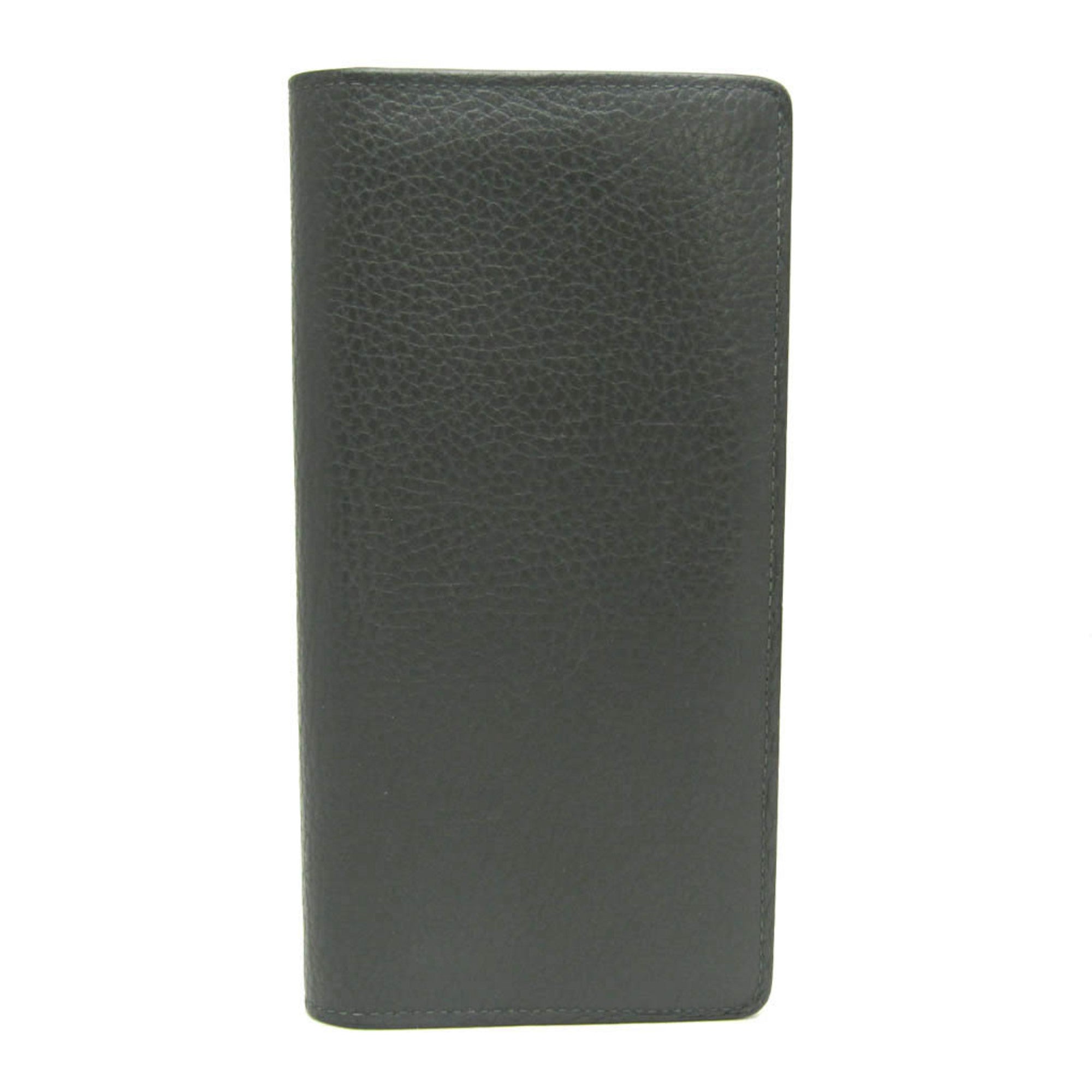 Louis Vuitton Taurillon Lv Charcoal Leather Long Wallet (Bi-Fold) (Pre-Owned)