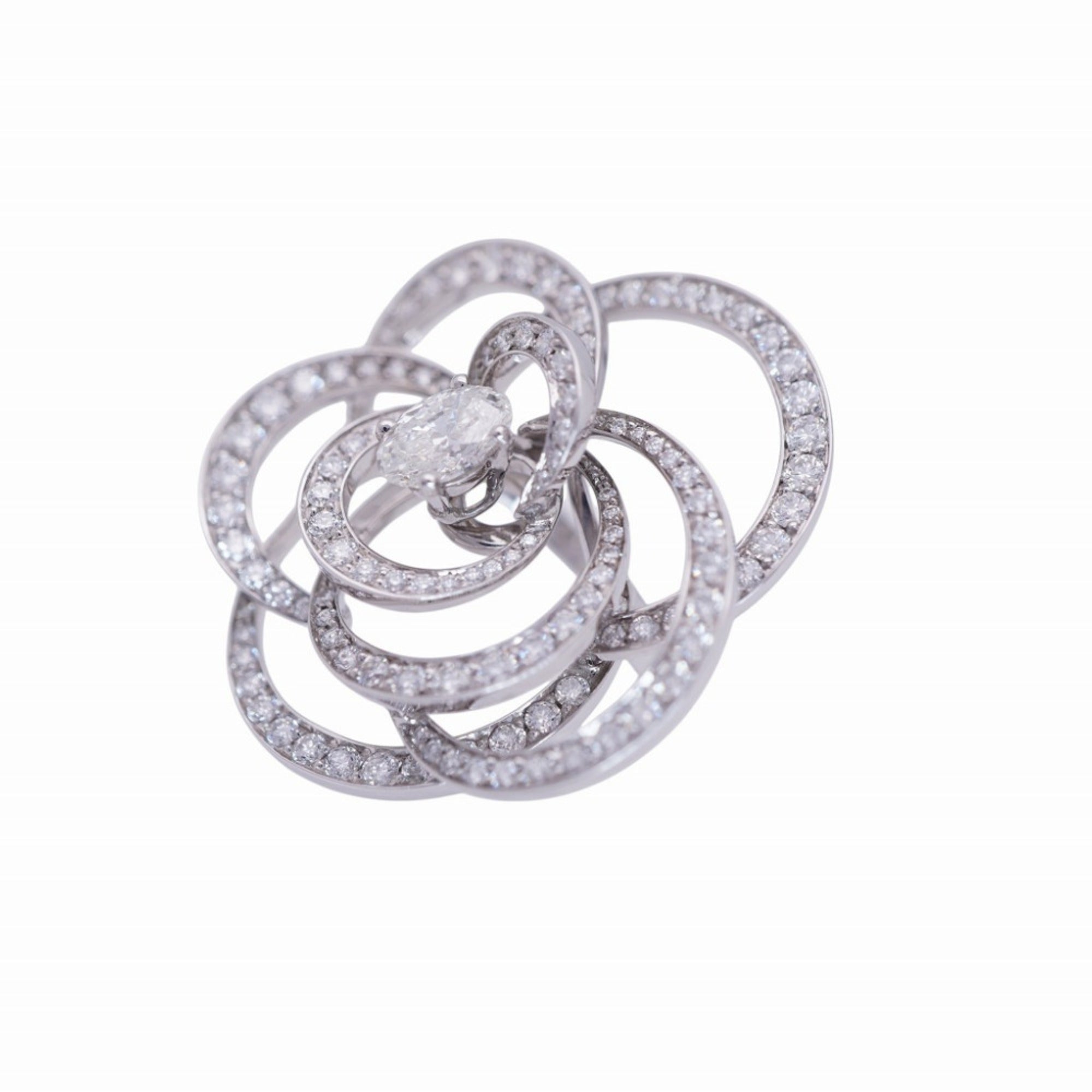 Chanel Camellia White White Gold (18K) Band Ring (Pre-Owned)