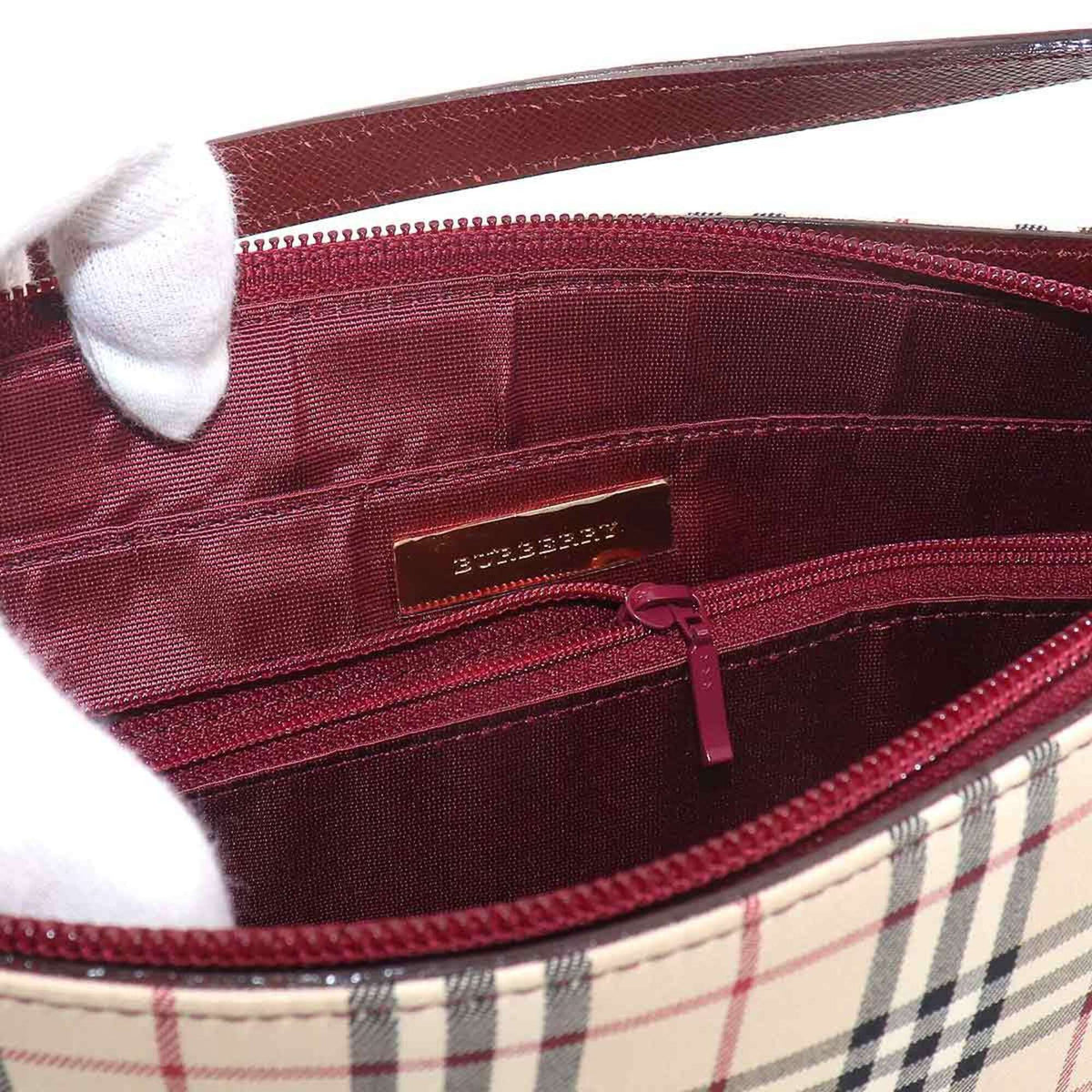 Burberry Beige Bordeaux Canvas Leather Shoulder Bag (Pre-Owned)