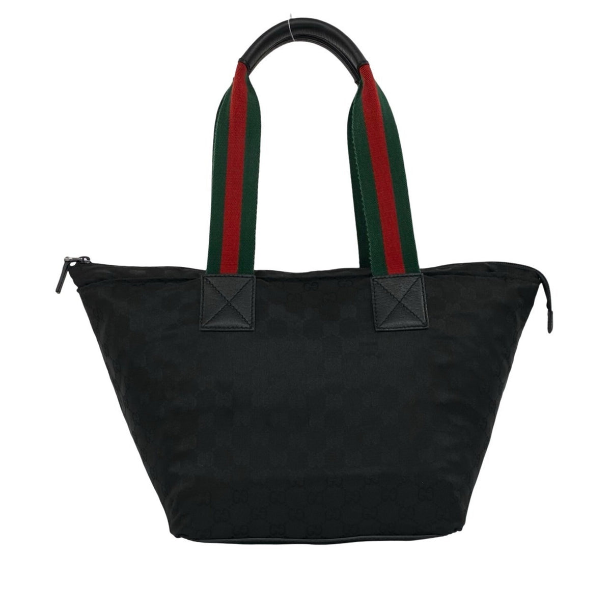 Gucci Black Green Red Color Nylon Leather Handbag Shoulder Bag Tote Bag (Pre-Owned)