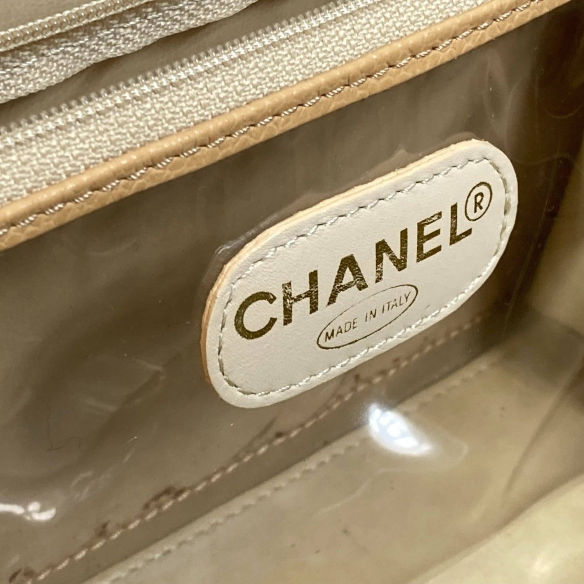 Chanel Beige Grained Calfskin Handbag Shoulder Bag Vanity Bag (Pre-Owned)