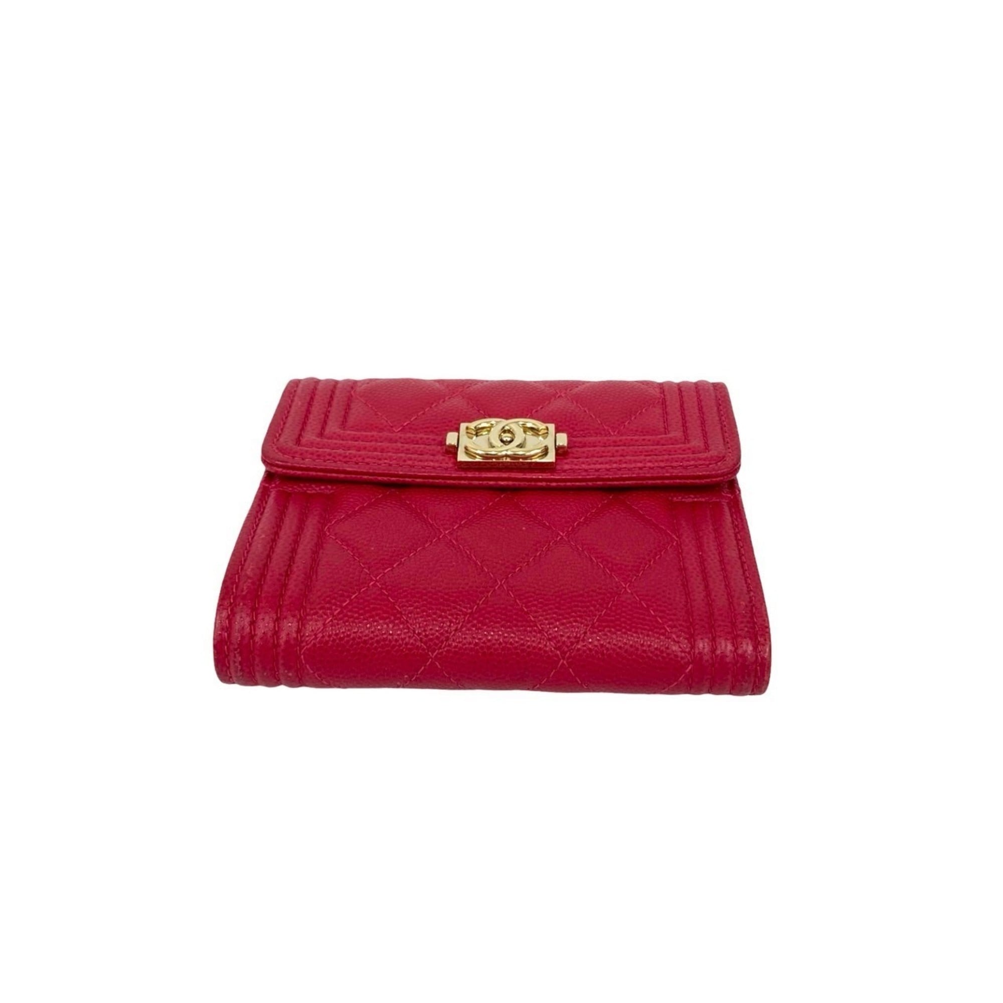 Chanel Pink Grained Calfskin Wallet (Tri-Fold) (Pre-Owned)