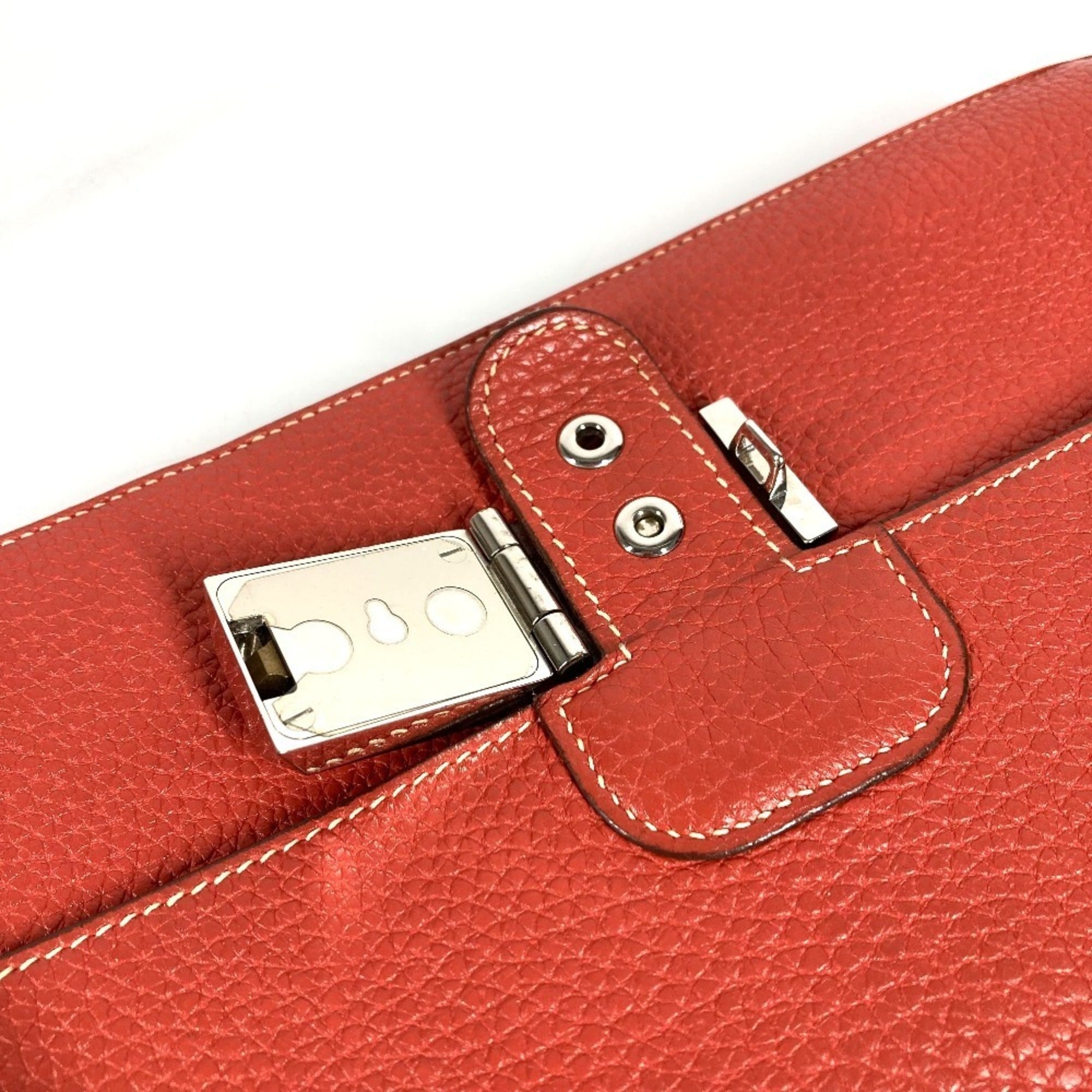 Hermes Brown Leather Clutch Bag Handbag Pochette Pouch (Pre-Owned)