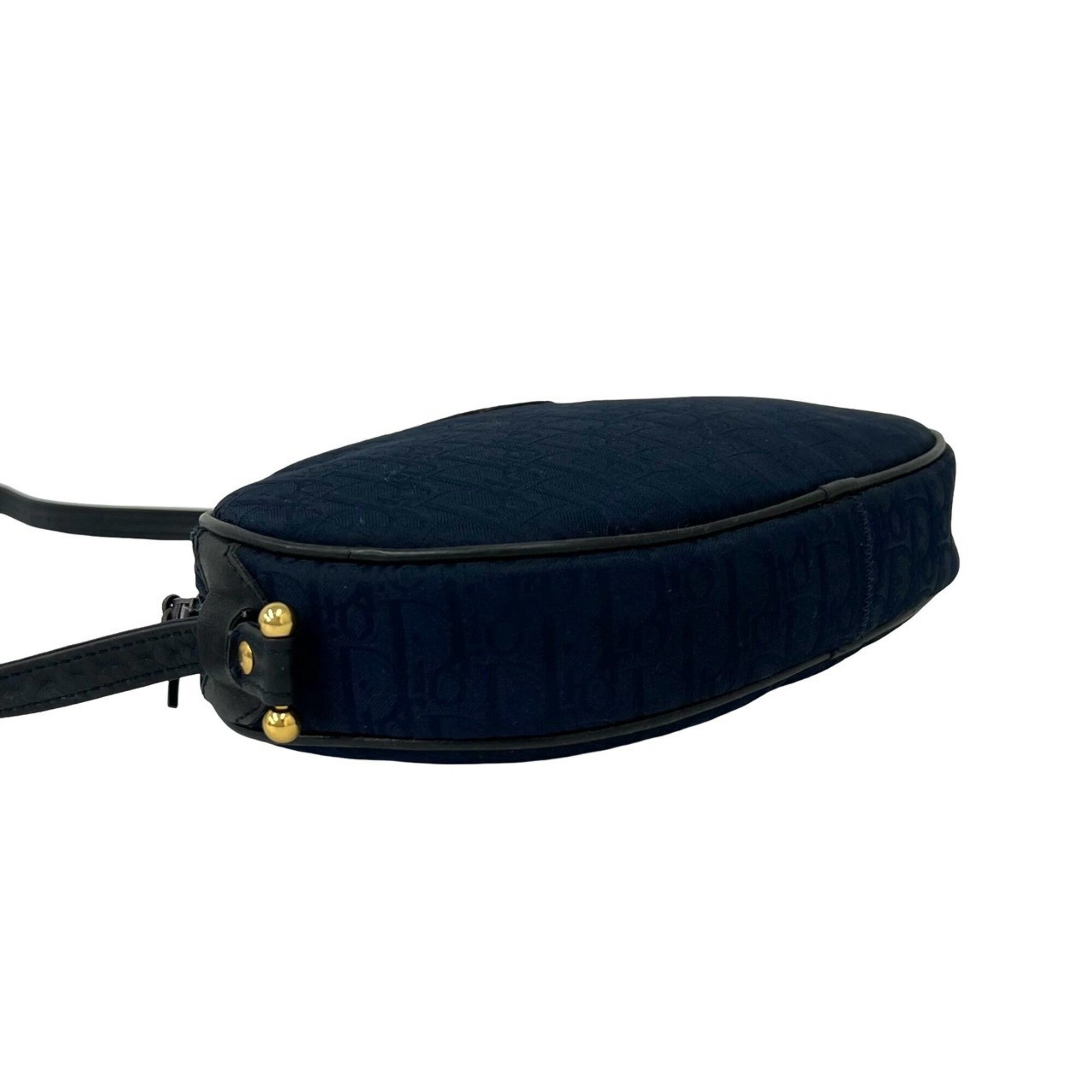 Christian Dior Navy Canvas Leather Pochette Shoulder Bag (Pre-Owned)