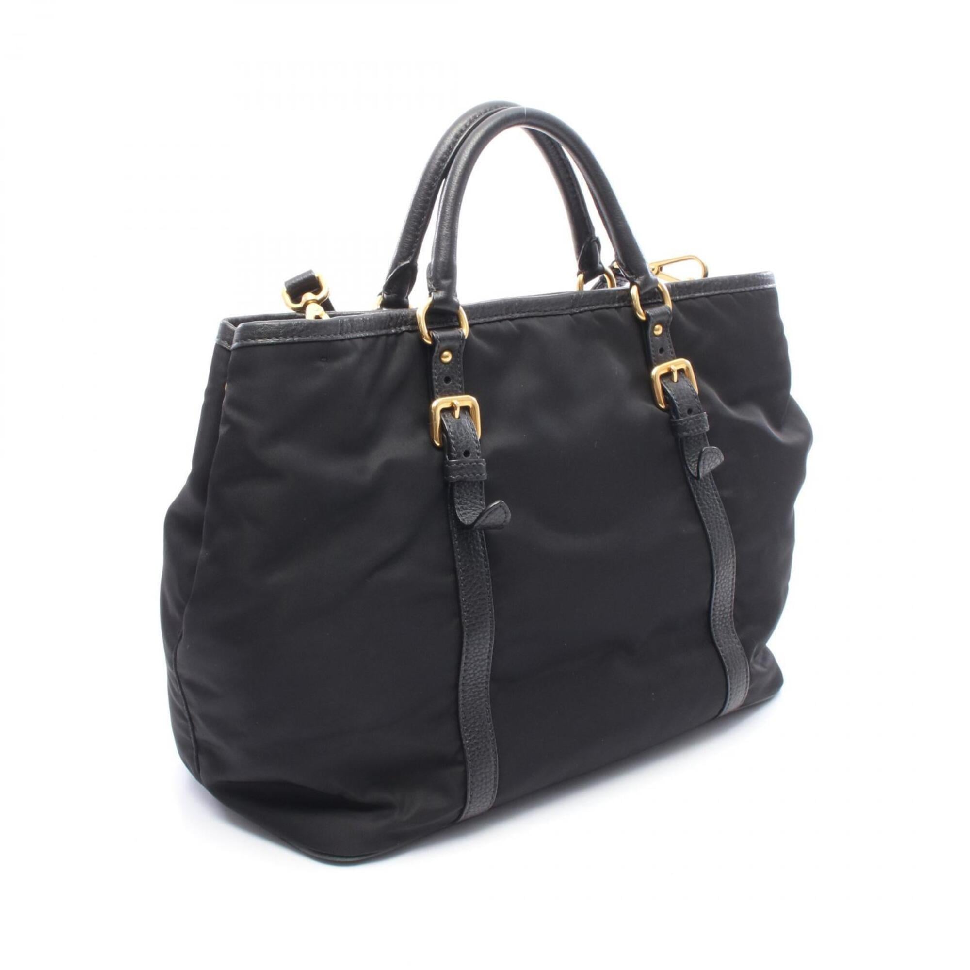 Prada Black Nylon Leather Handbag (Pre-Owned)