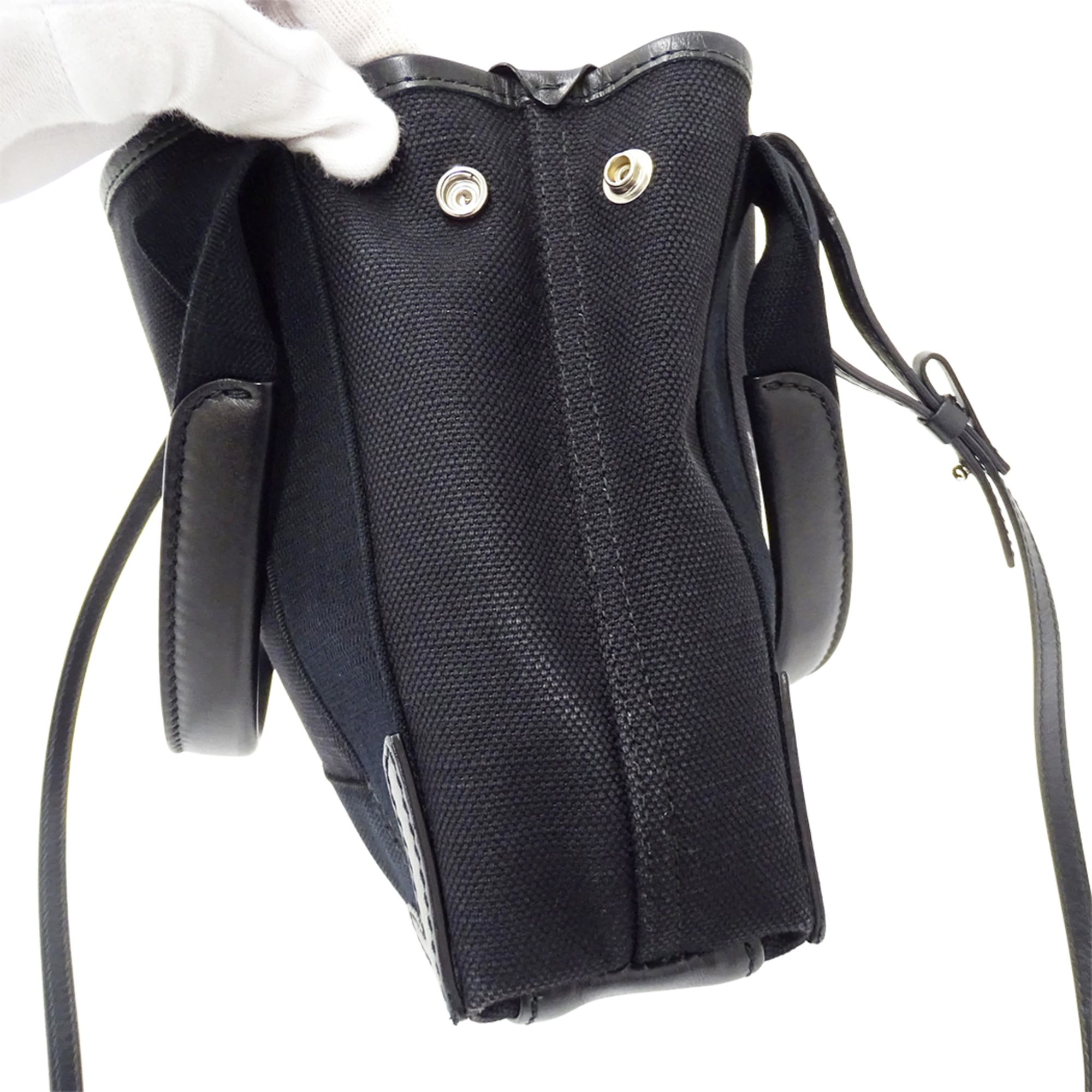 Balenciaga Black Canvas Handbag Pouch Shoulder Bag (Pre-Owned)
