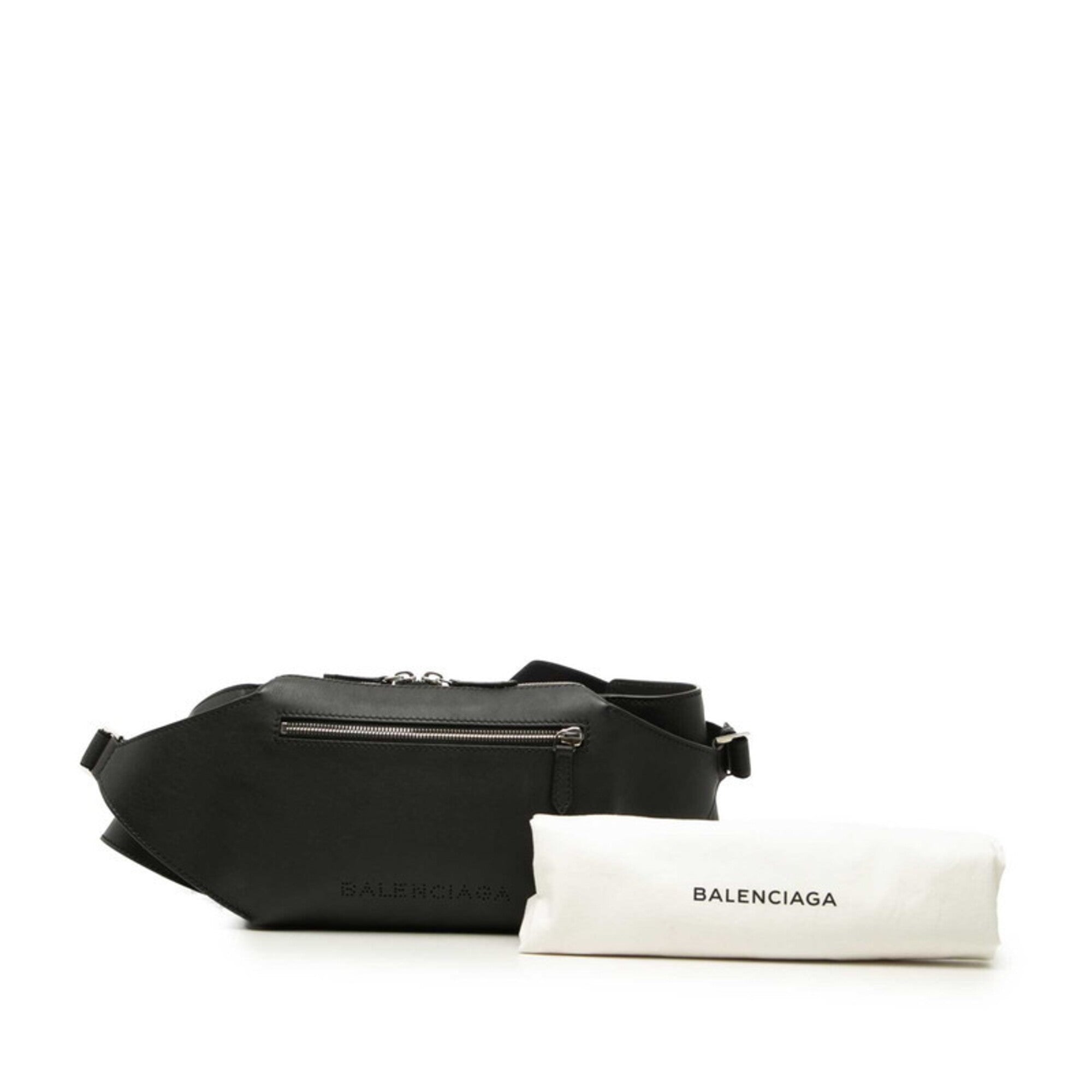 Balenciaga Black Leather Fanny Pack Sling Bag (Pre-Owned)