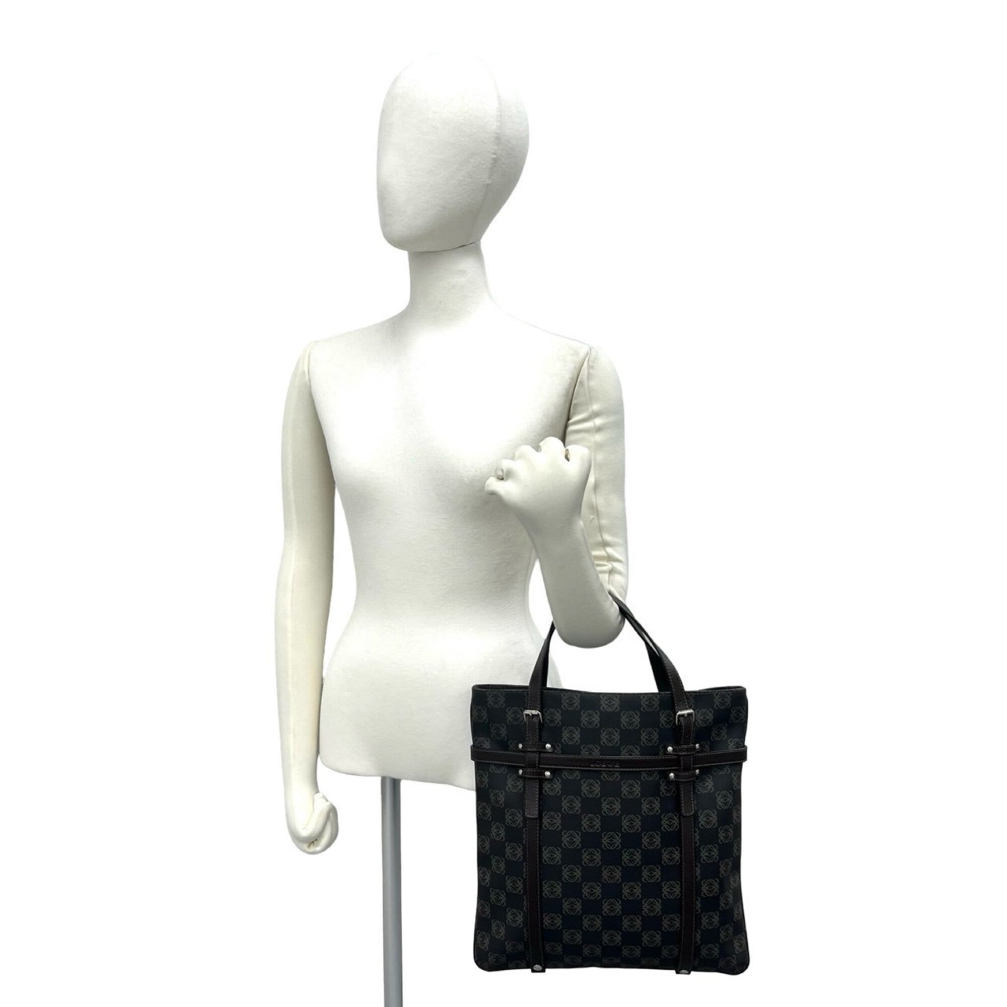 Loewe Brown Gray Leather Pvc Handbag Tote Bag (Pre-Owned)