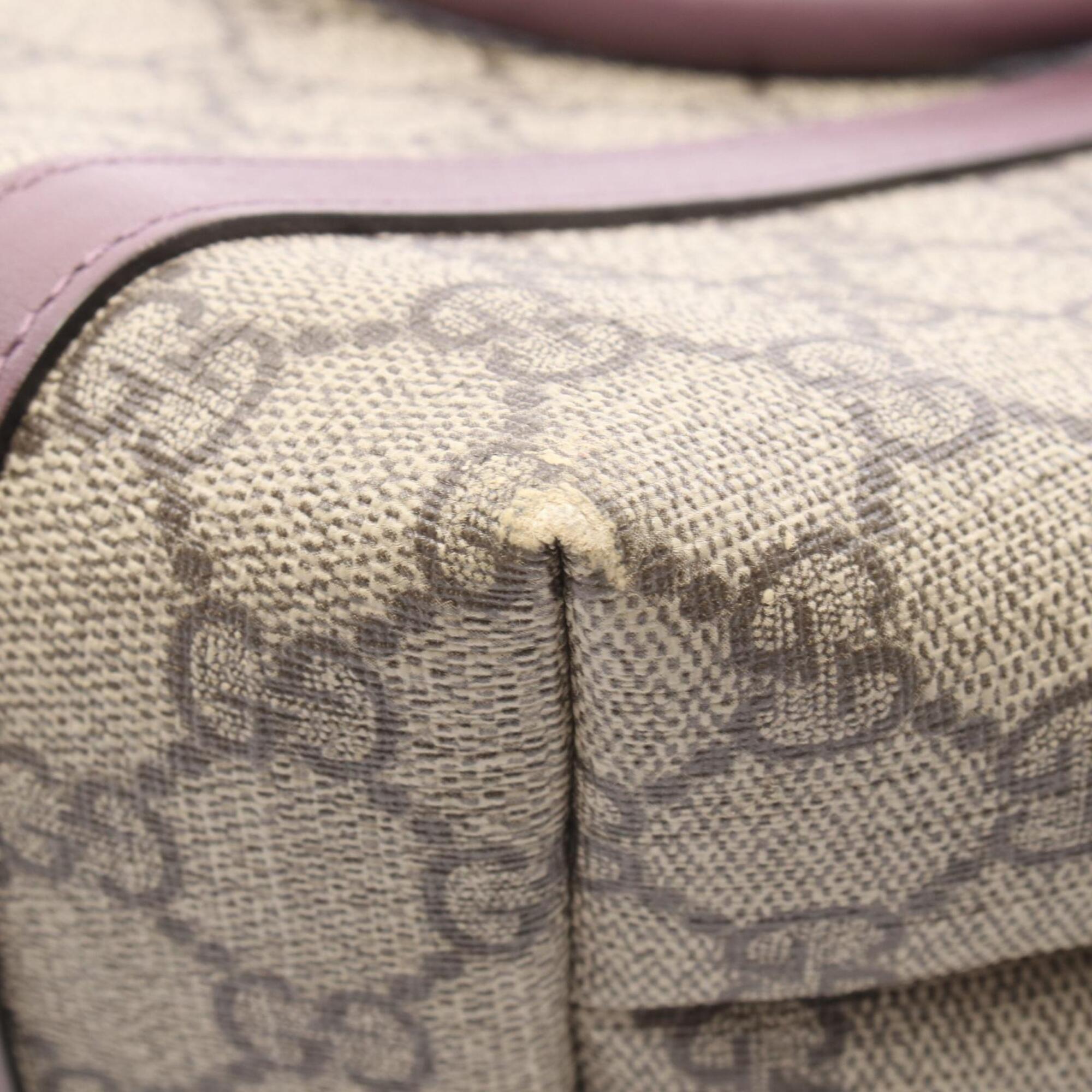 Gucci Beige Purple Gg Supreme Handbag Tote Bag (Pre-Owned)