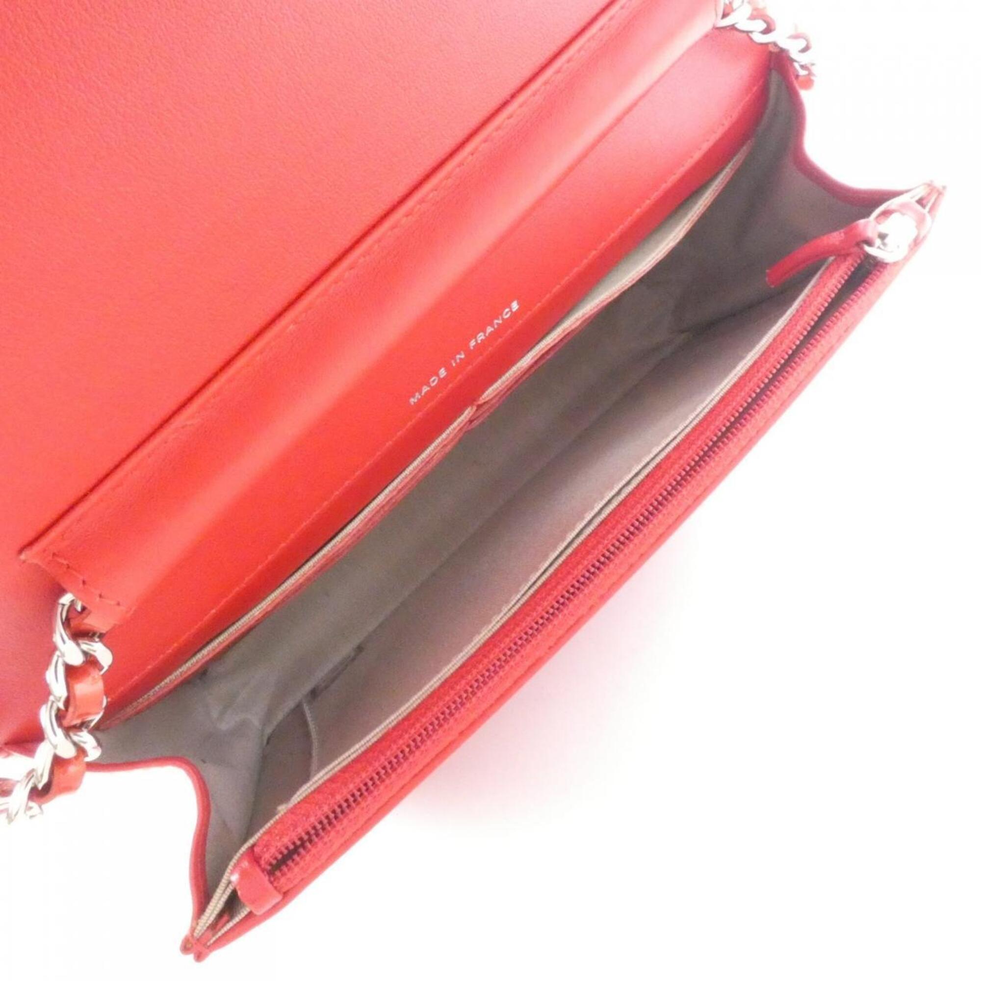 Chanel Red Color Chain/Shoulder Wallet (Pre-Owned)