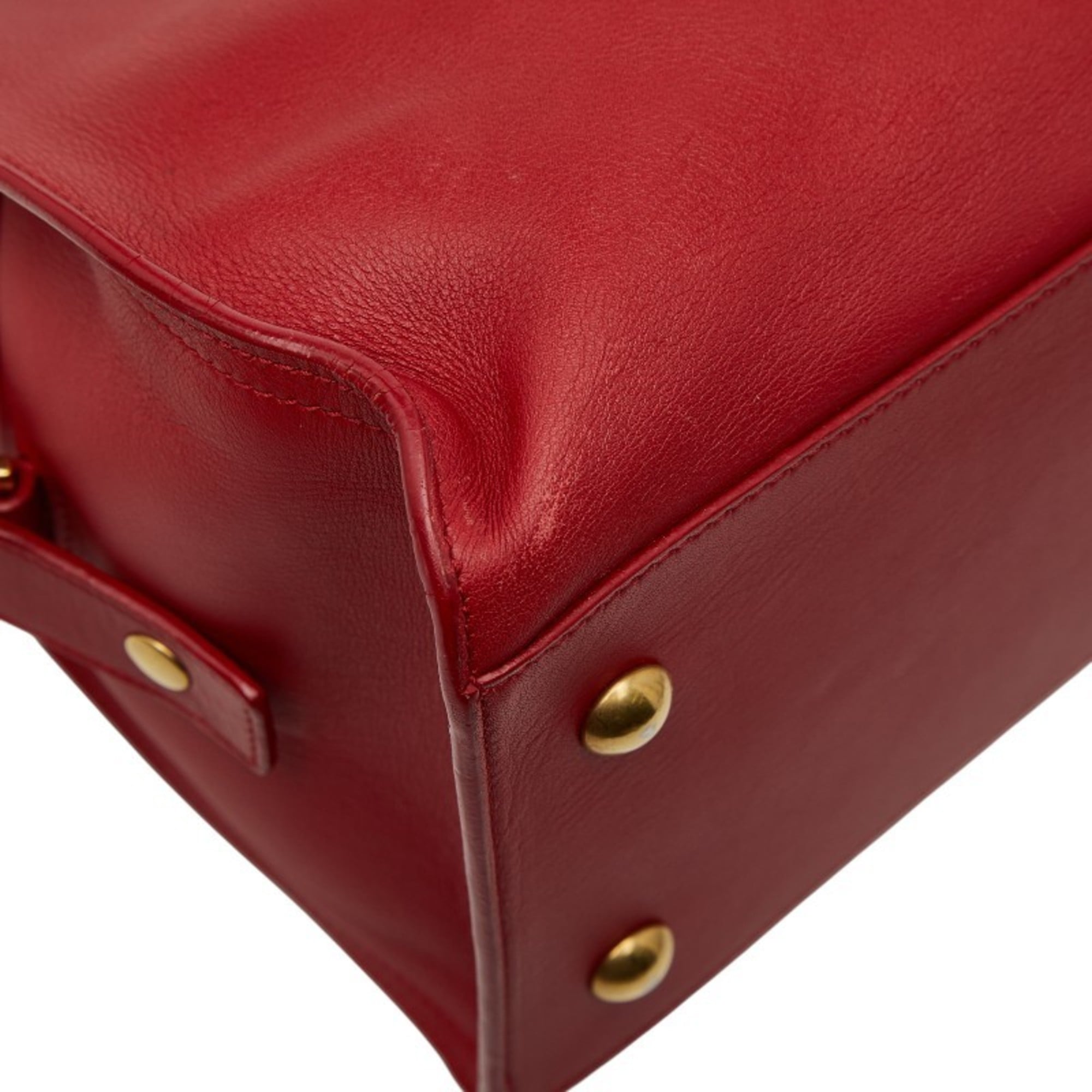 Saint Laurent Gold Red Color Leather Handbag Shoulder Bag (Pre-Owned)