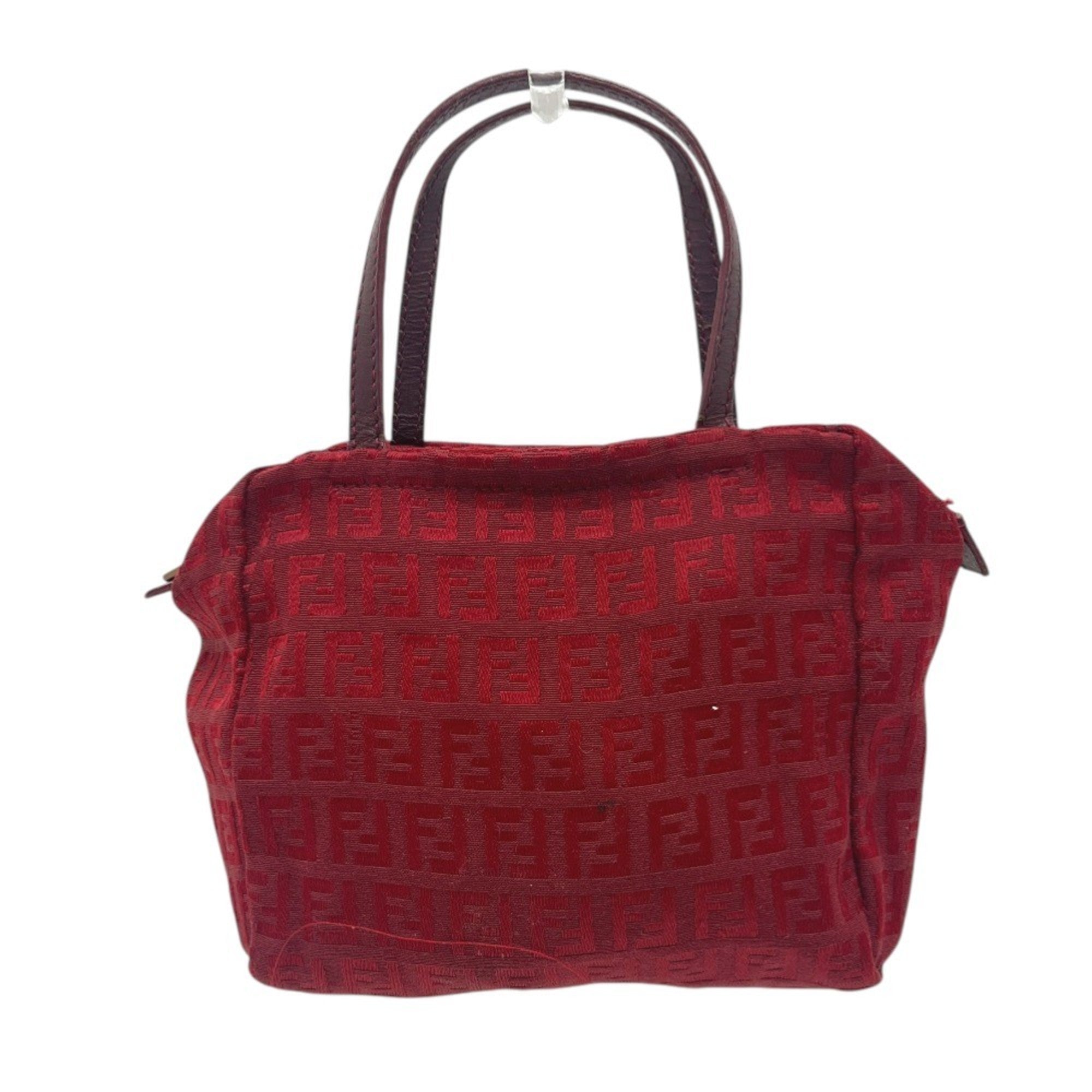 Fendi Red Color Canvas Handbag (Pre-Owned)