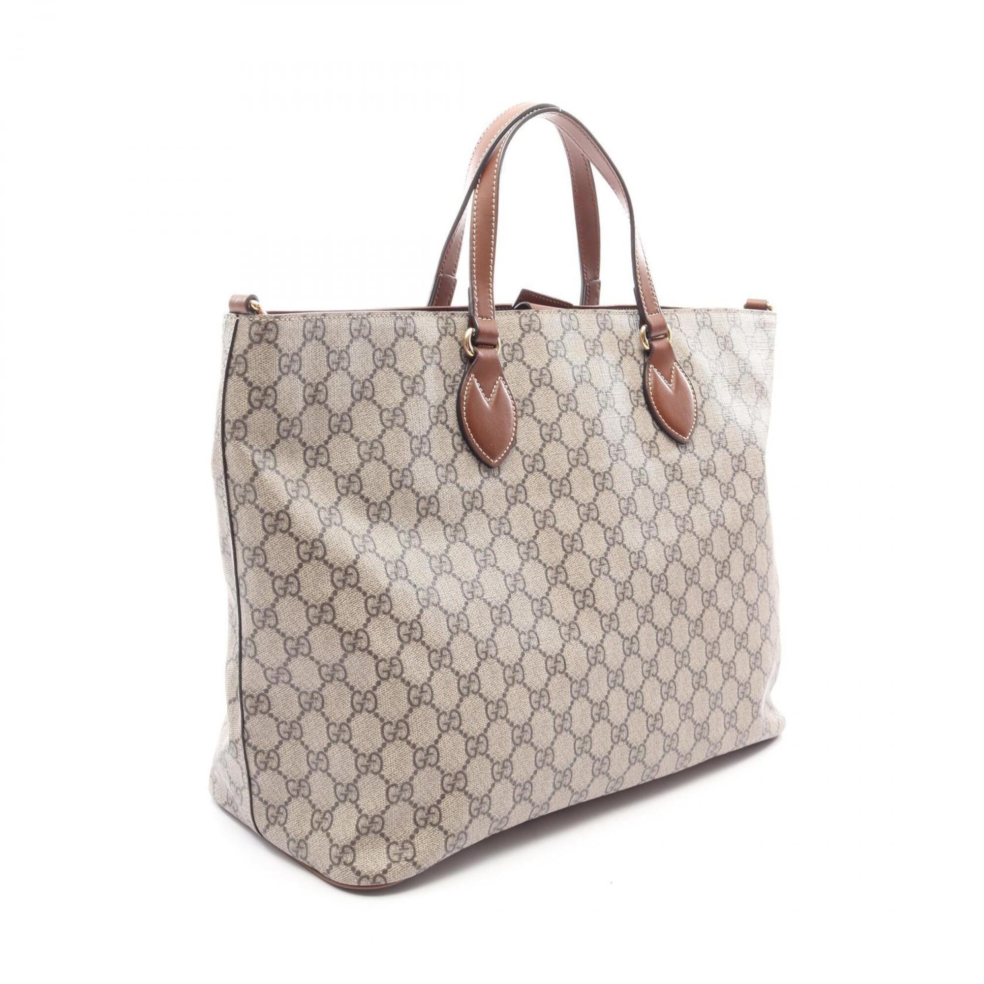 Gucci Beige Brown Pvc Leather Handbag Tote Bag (Pre-Owned)