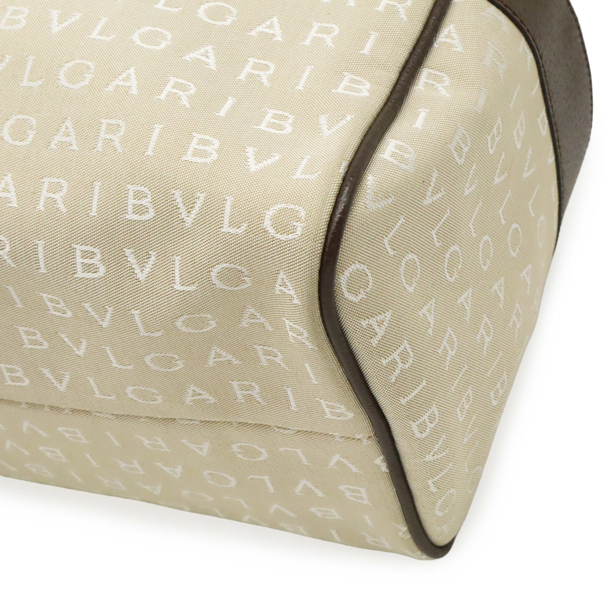 Bvlgari Beige Brown Canvas Leather Handbag Tote Bag (Pre-Owned)