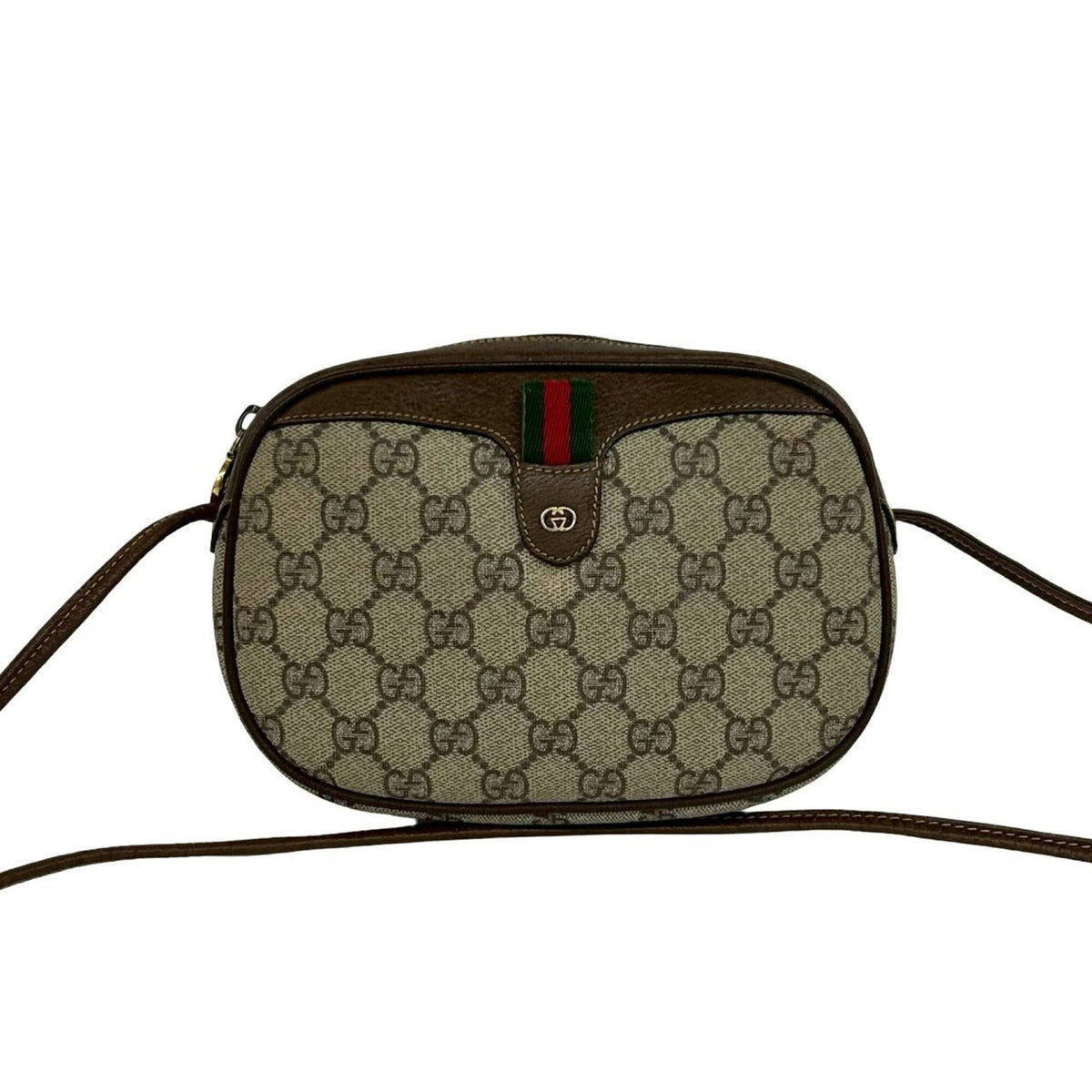 Gucci Brown Green Red Color Pvc Leather Pochette Shoulder Bag (Pre-Owned)