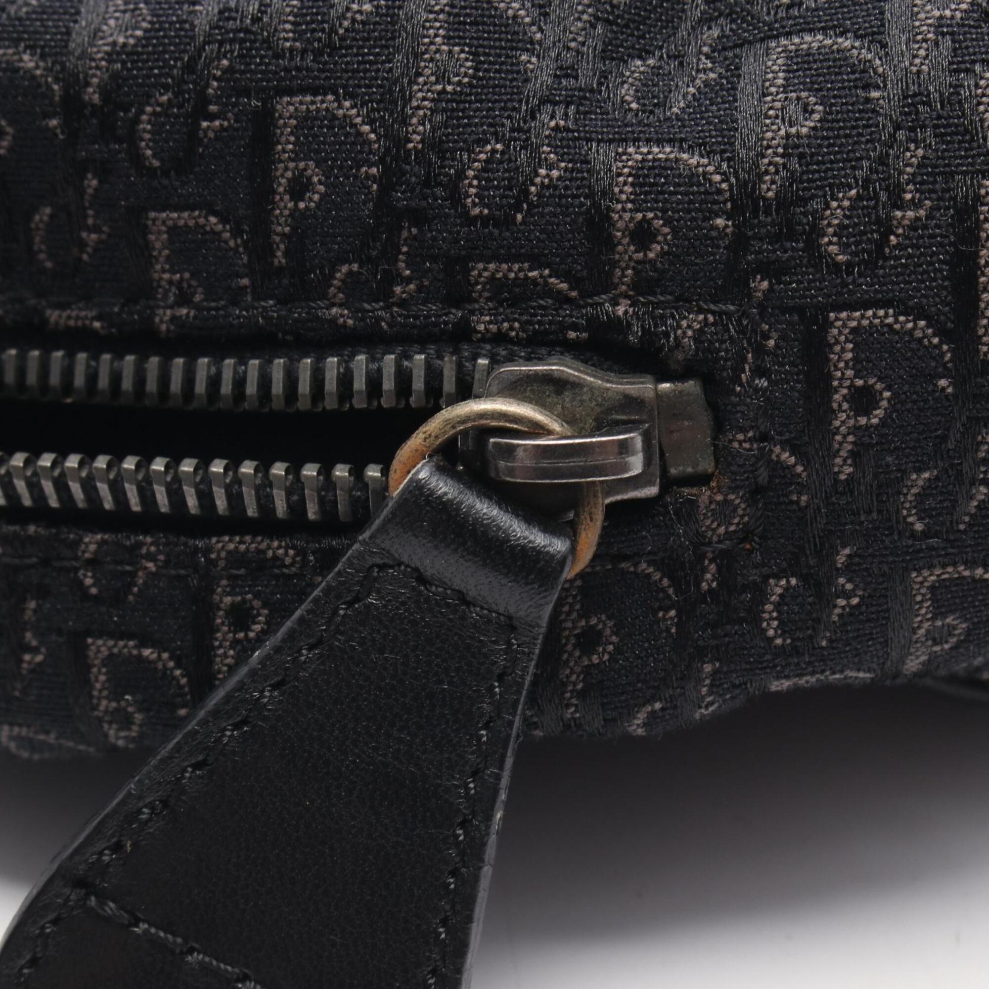 Christian Dior Black Canvas Leather Handbag Tote Bag (Pre-Owned)