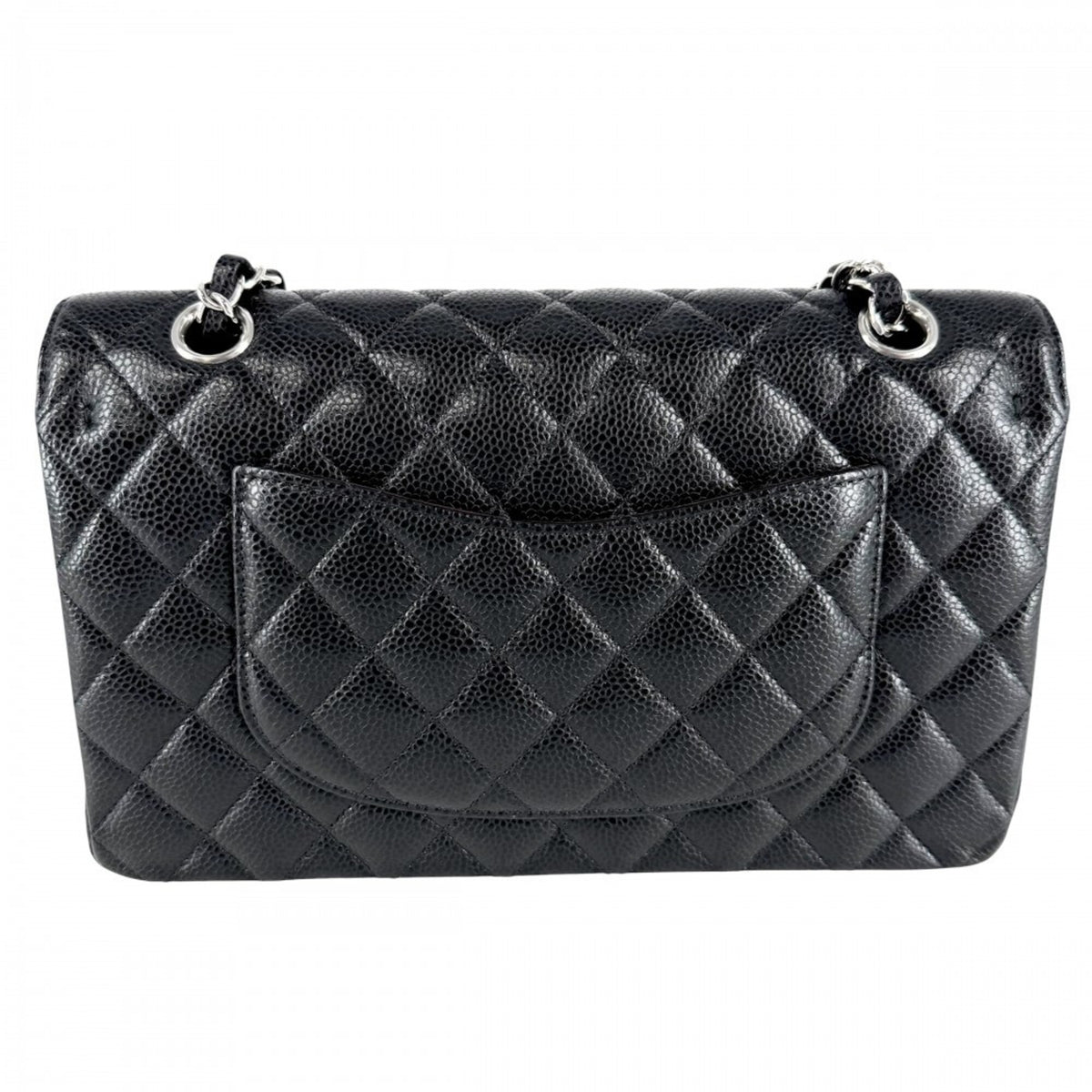 Chanel Black White Grained Calfskin Shoulder Bag (Pre-Owned)