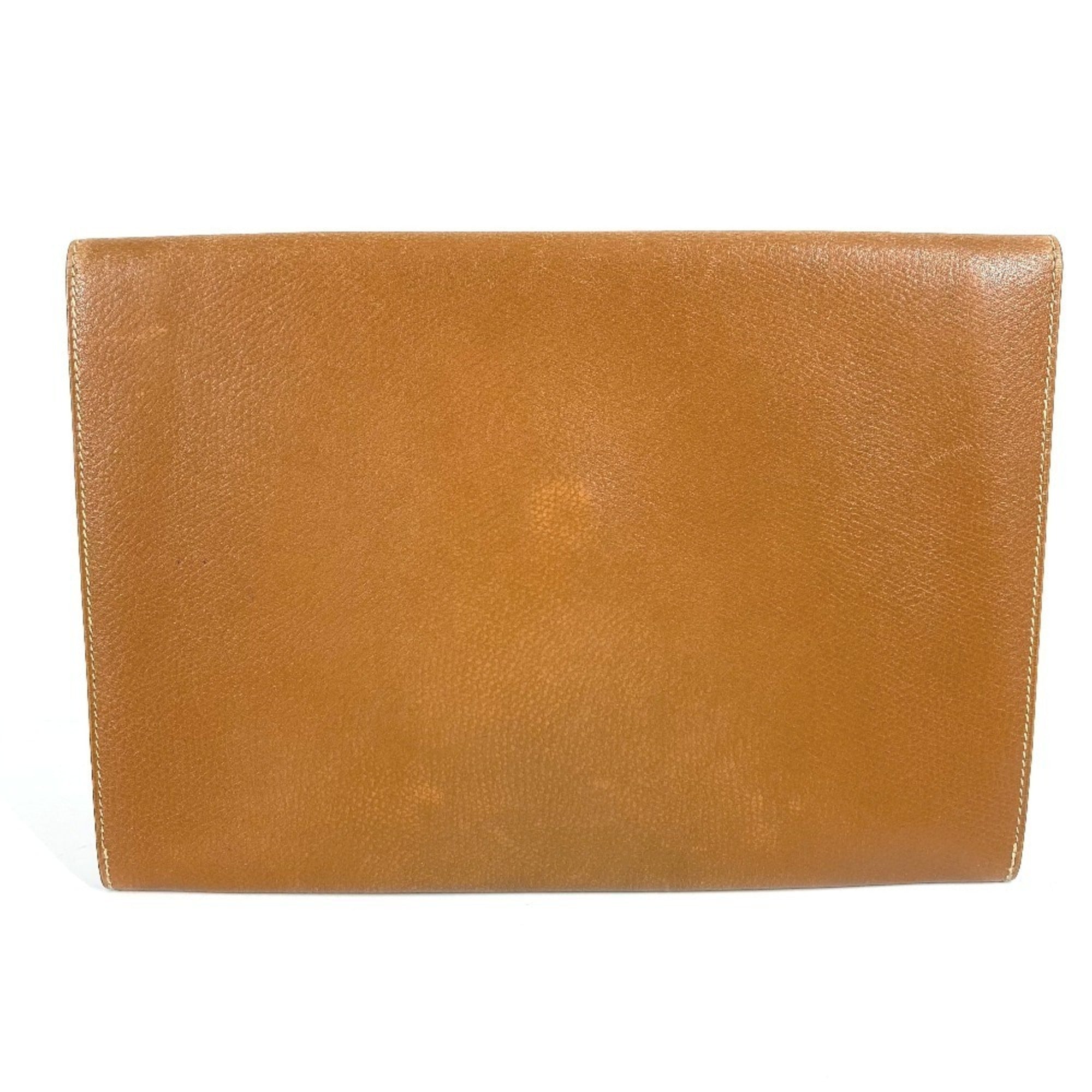 Hermes Brown Leather Clutch Bag Pochette Pouch (Pre-Owned)