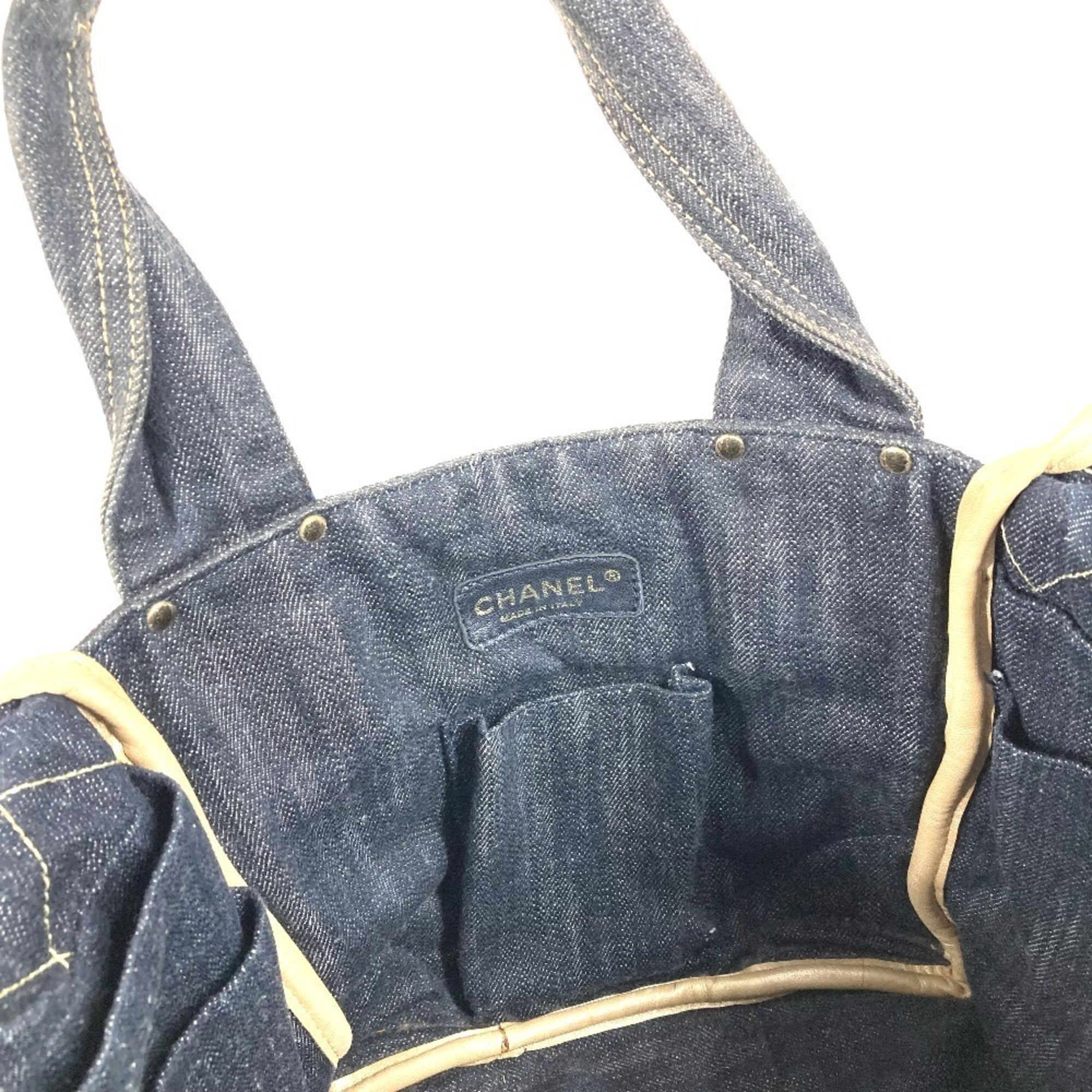 Chanel Denim Blue Denim Handbag Tote Bag (Pre-Owned)