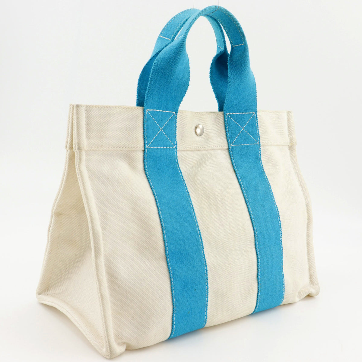 Hermes Bora Bora Light Blue White Canvas Tote Bag (Pre-Owned)