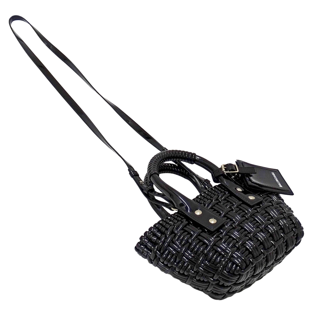 Balenciaga Black Leather Basket Handbag Shoulder Bag (Pre-Owned)