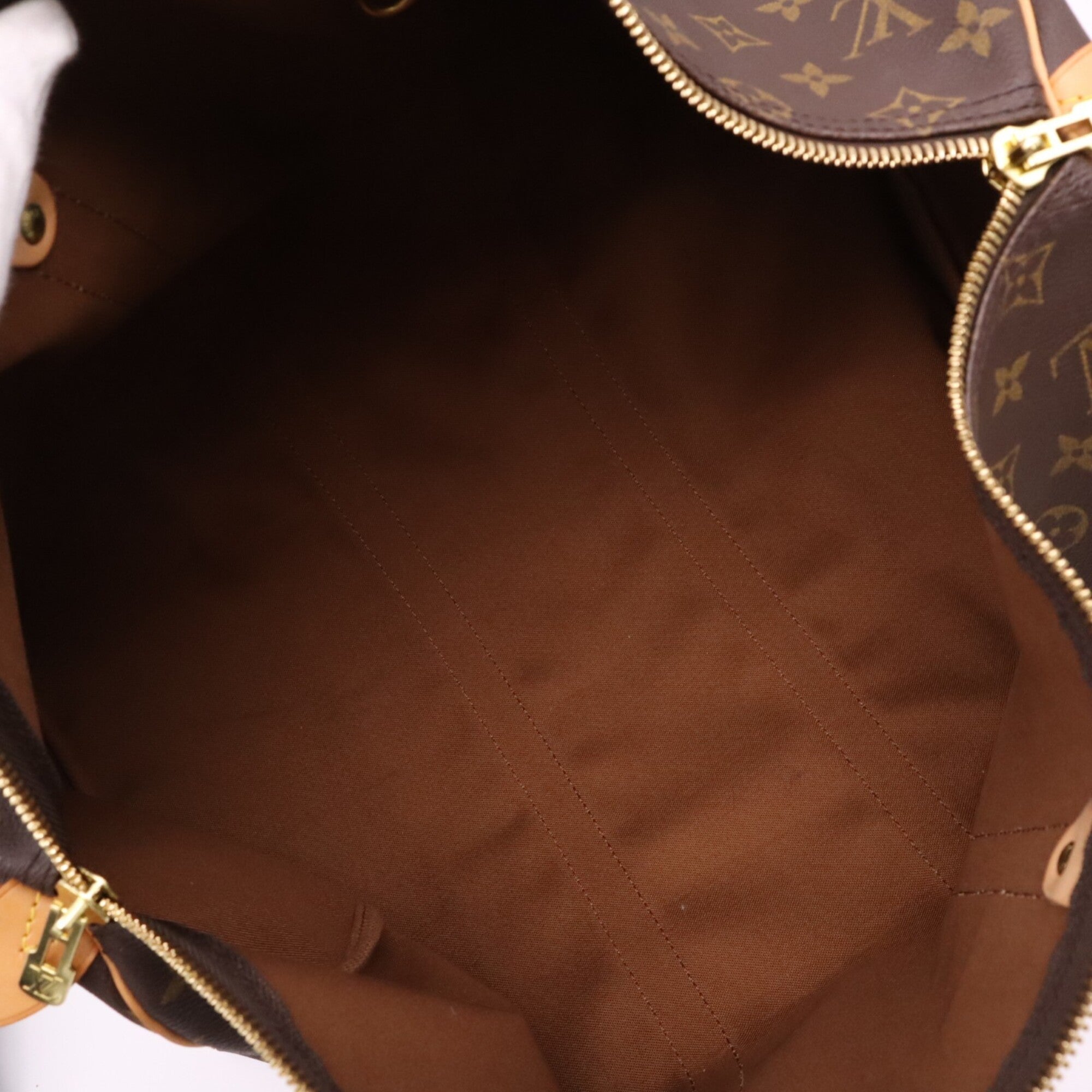 Louis Vuitton Monogram Beige Brown Coated Canvas Leather Boston Bag (Pre-Owned)