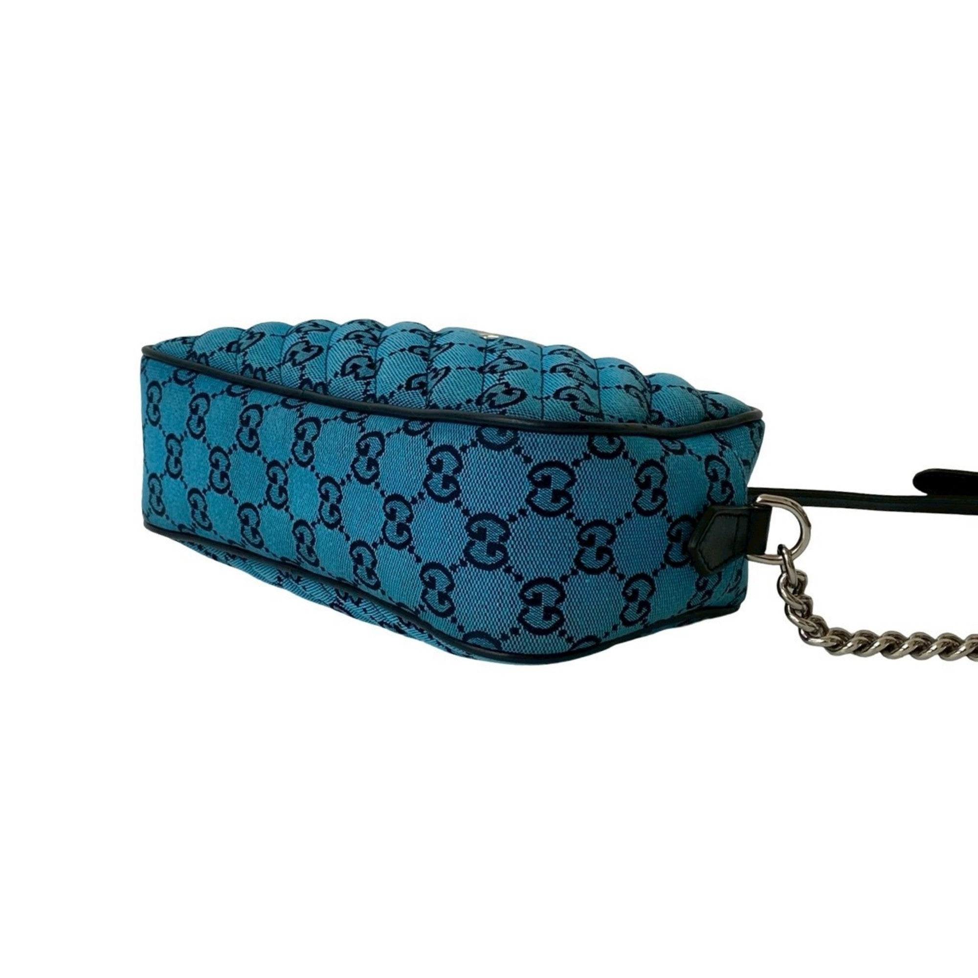 Gucci Blue Navy Canvas Leather Pochette Shoulder Bag (Pre-Owned)