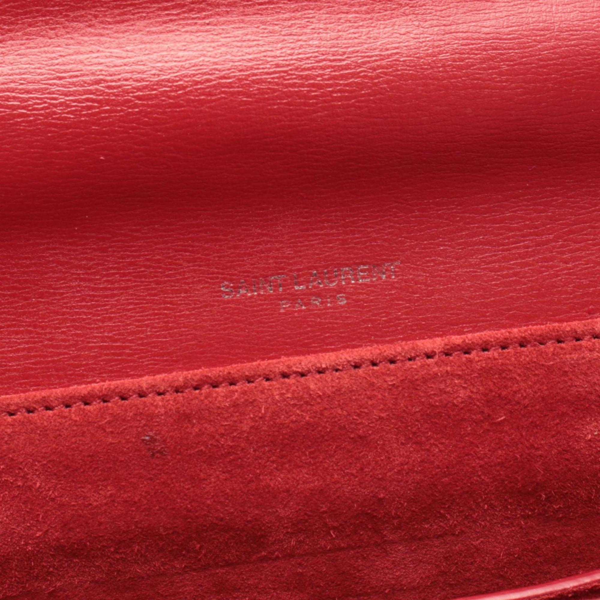 Yves Saint Laurent Red Color Leather Handbag Shoulder Bag (Pre-Owned)