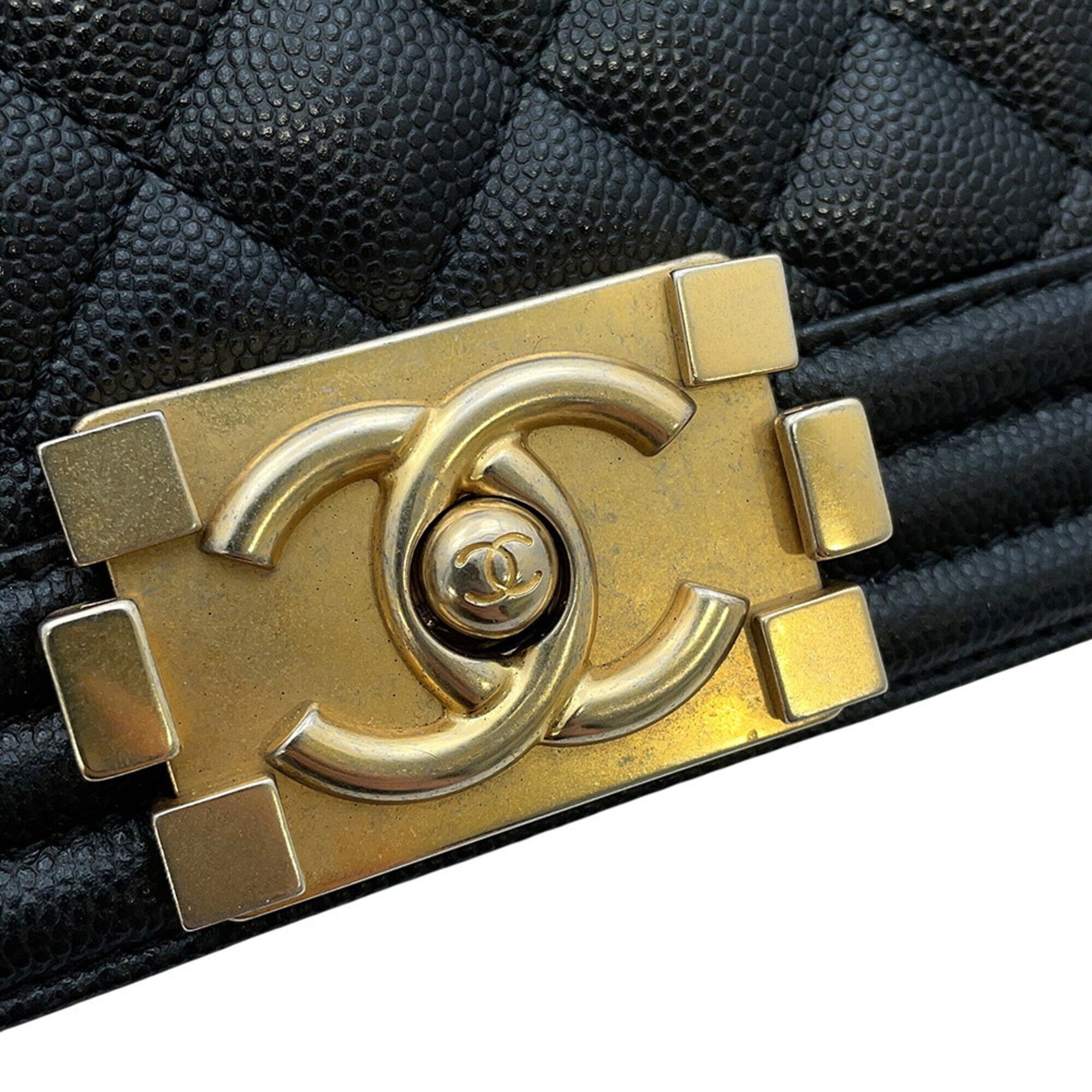 Chanel Black Grained Calfskin Handbag Shoulder Bag (Pre-Owned)