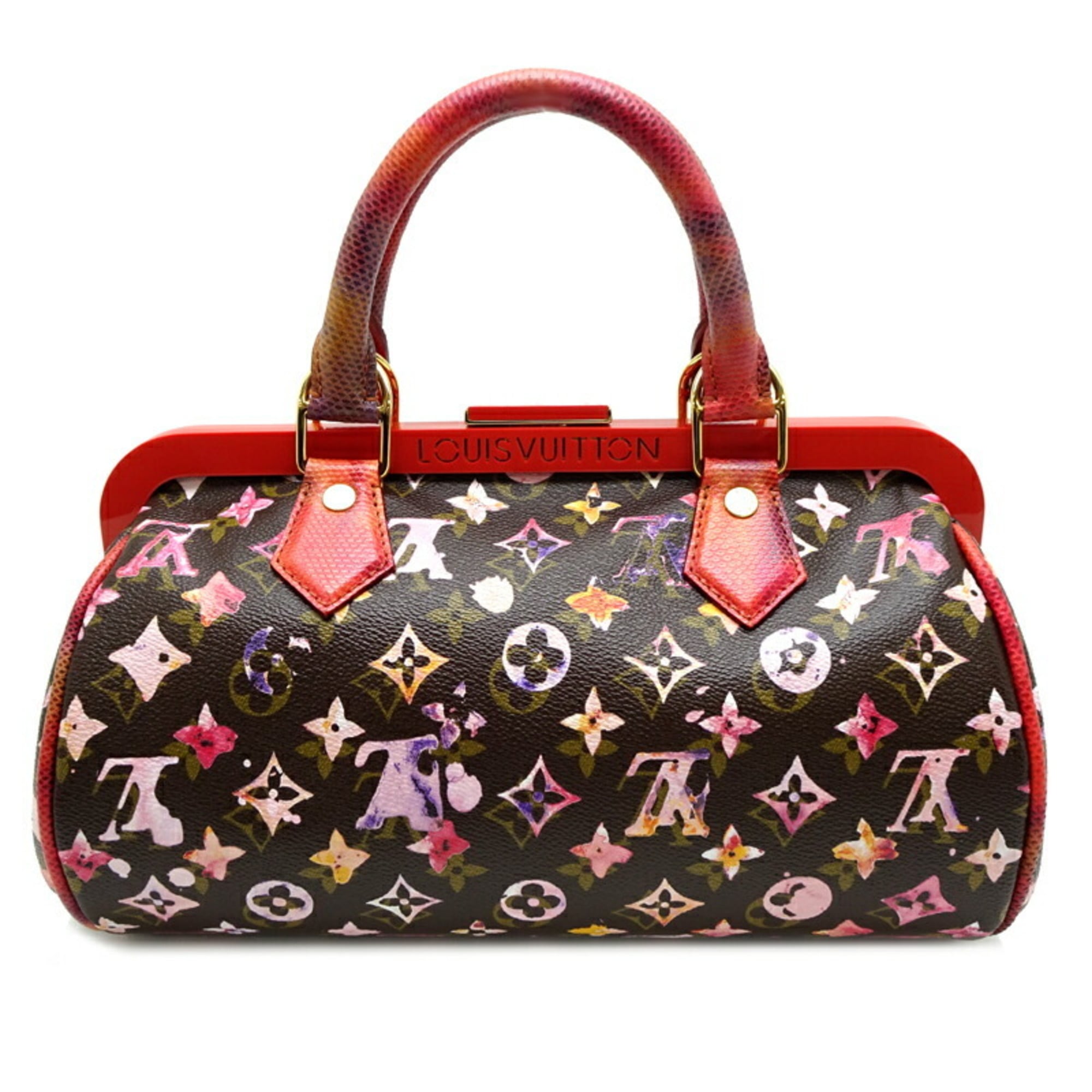 Louis Vuitton Monogram Watercolor Brown Marron Monogram Red Color Monogram Handbag (Pre-Owned)