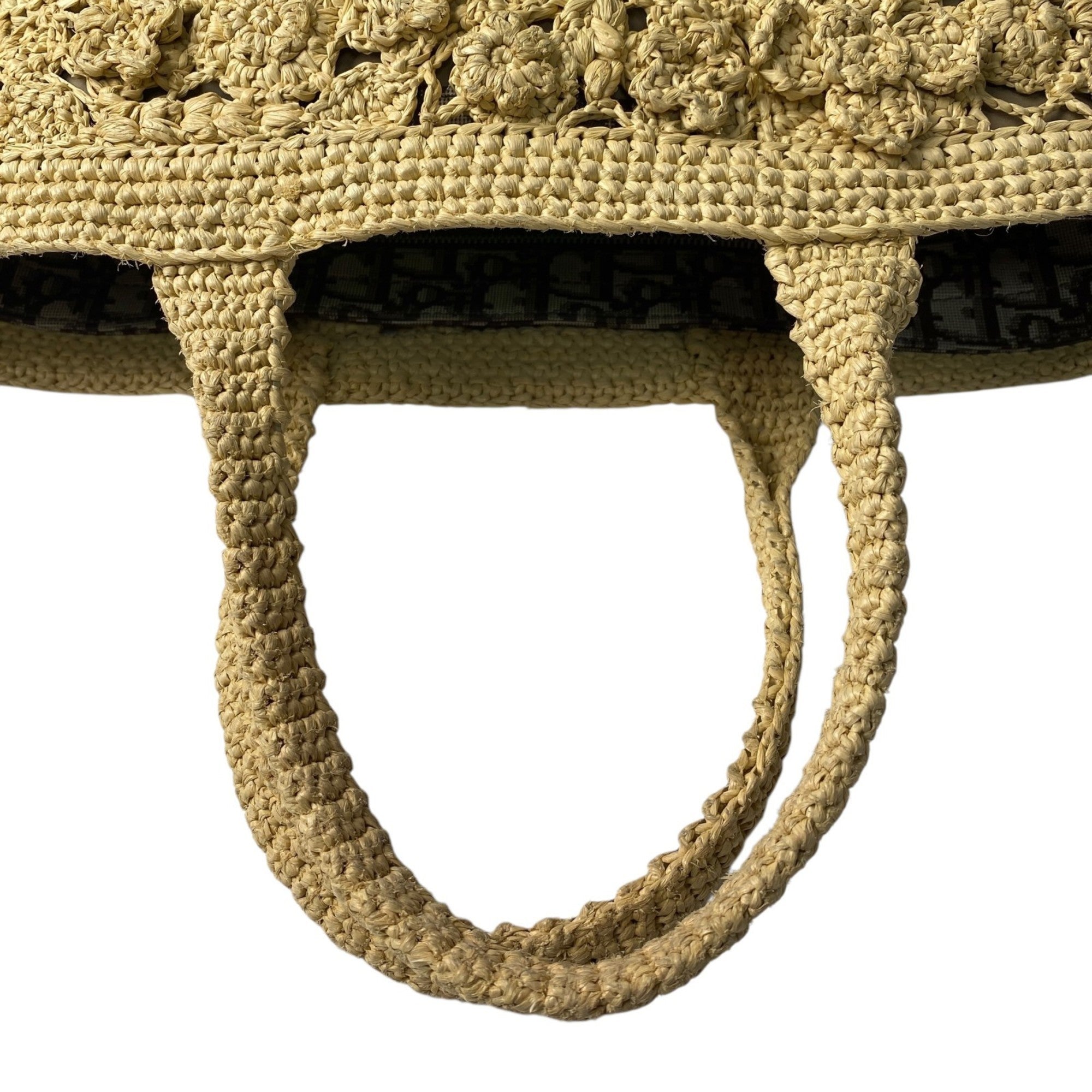Christian Dior Beige Raffia Handbag Shoulder Bag (Pre-Owned)