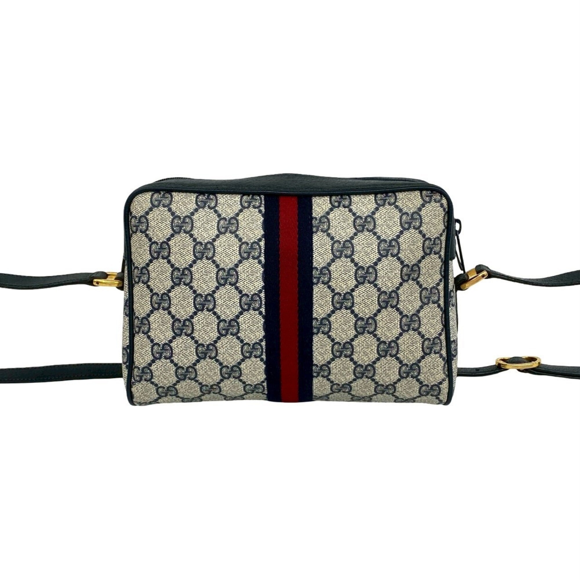 Gucci Navy Red Color Pvc Leather Shoulder Bag (Pre-Owned)