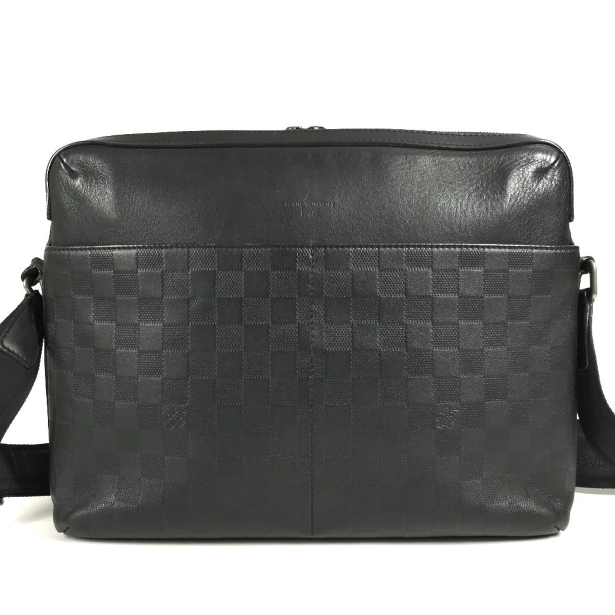 Louis Vuitton Black Onyx Damier Infini Leather Messenger Bag Shoulder Bag (Pre-Owned)