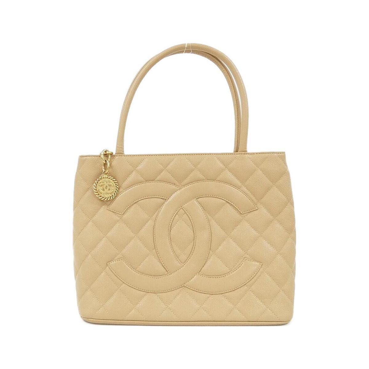 Chanel Beige Grained Calfskin Handbag (Pre-Owned)