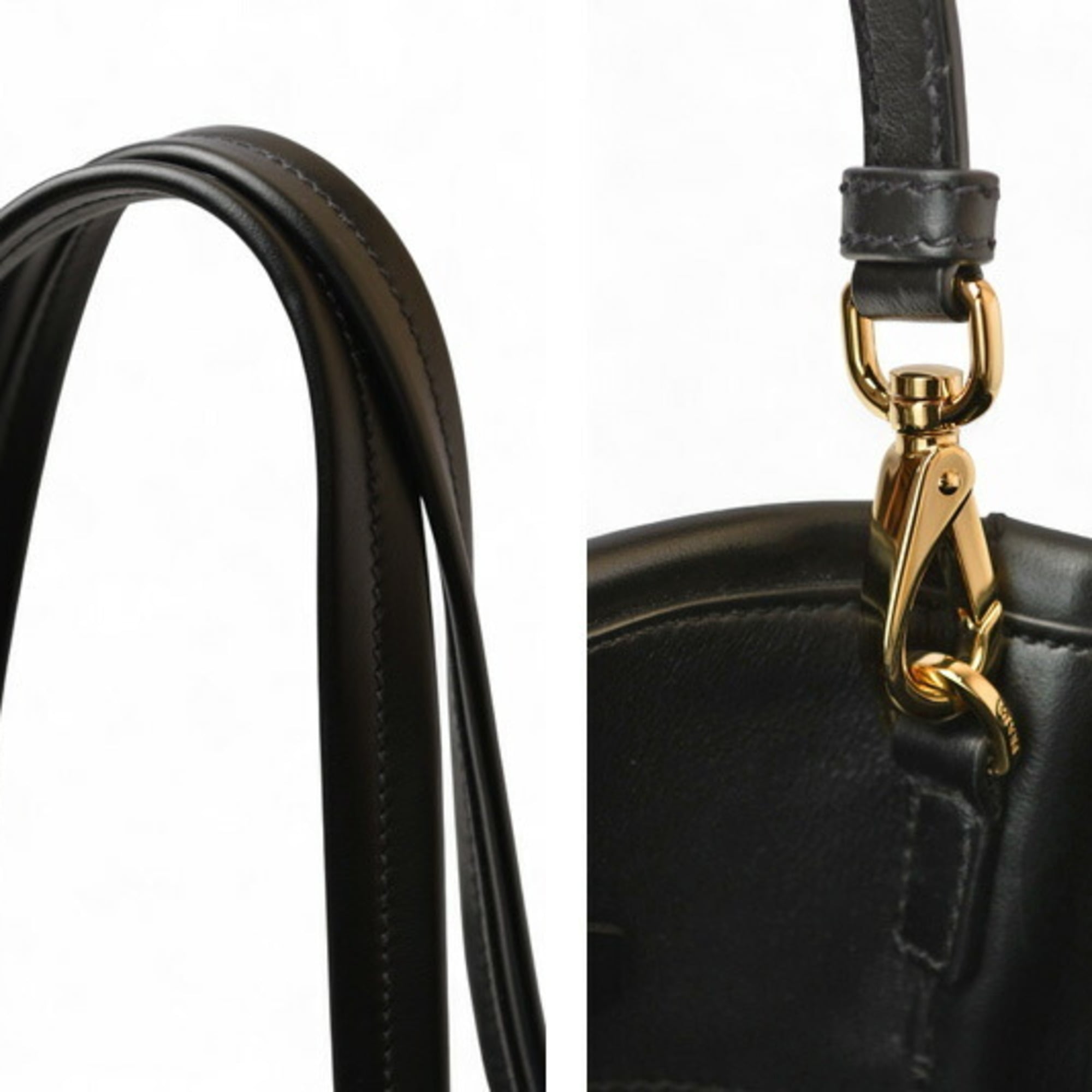 Prada Black Nylon Leather Handbag Shoulder Bag Tote Bag (Pre-Owned)