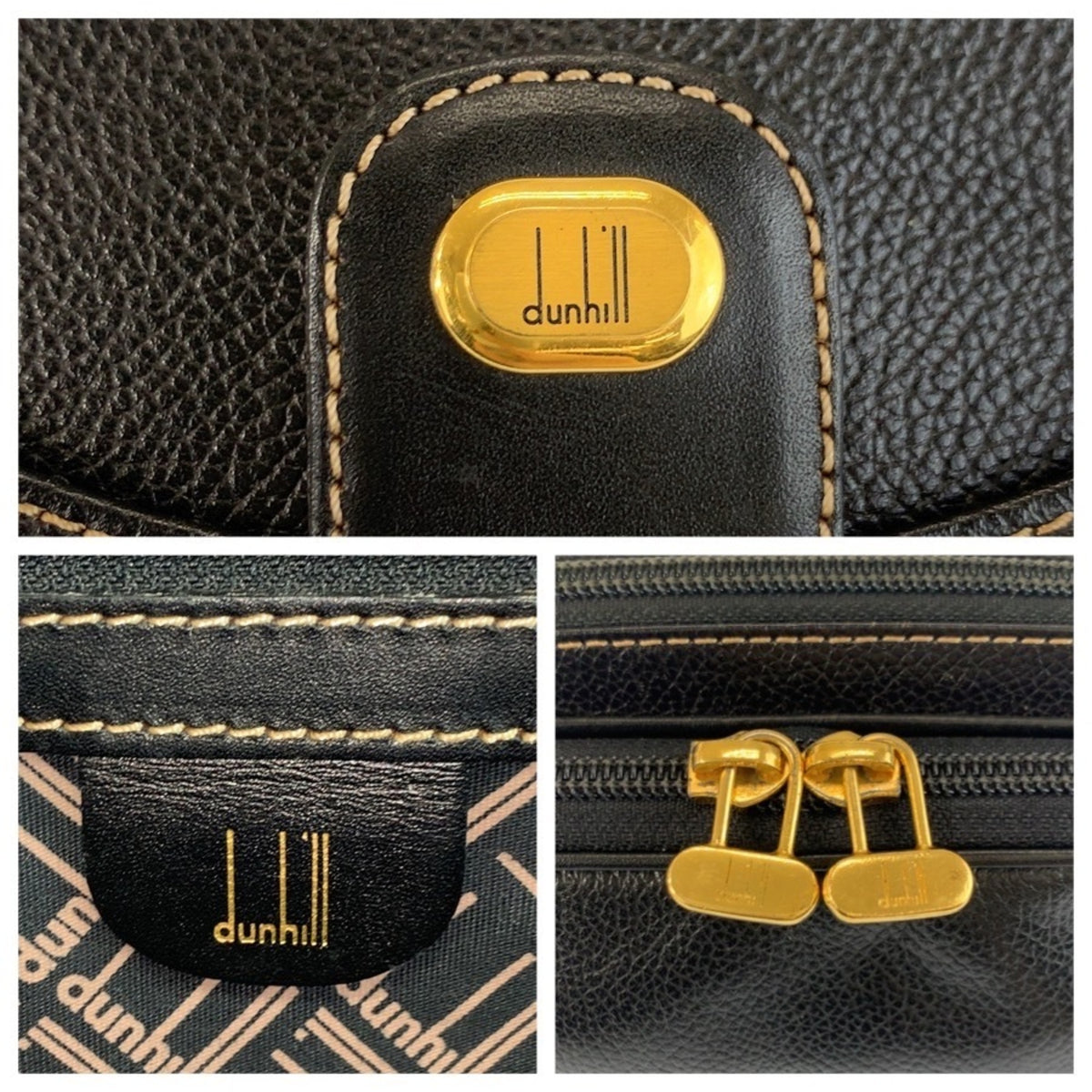Dunhill Black Leather Clutch Bag (Pre-Owned)
