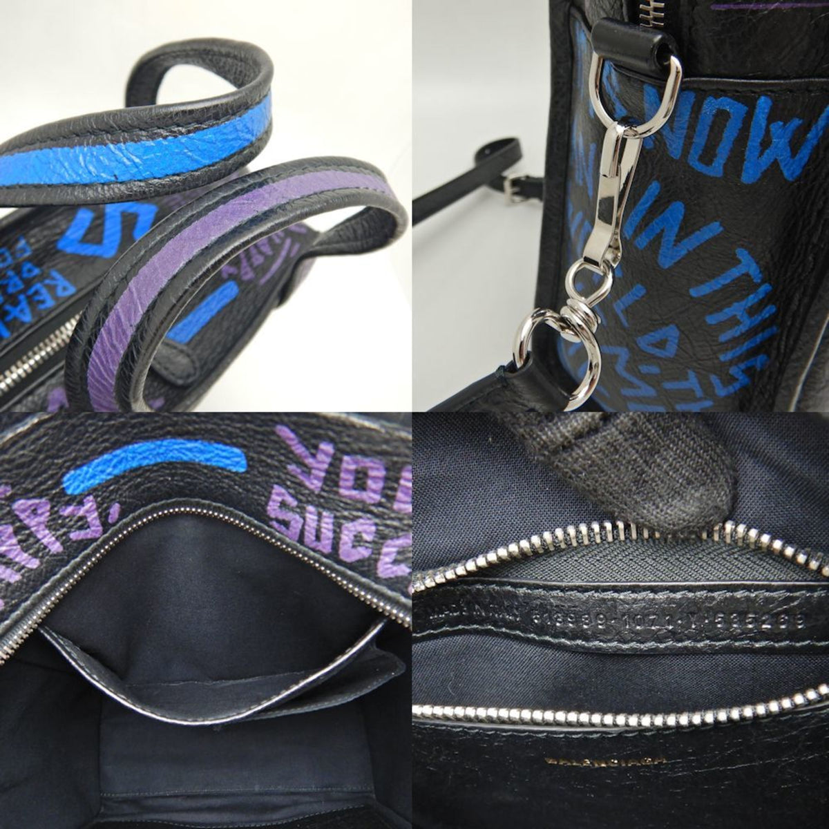 Balenciaga Black Blue Leather Handbag (Pre-Owned)