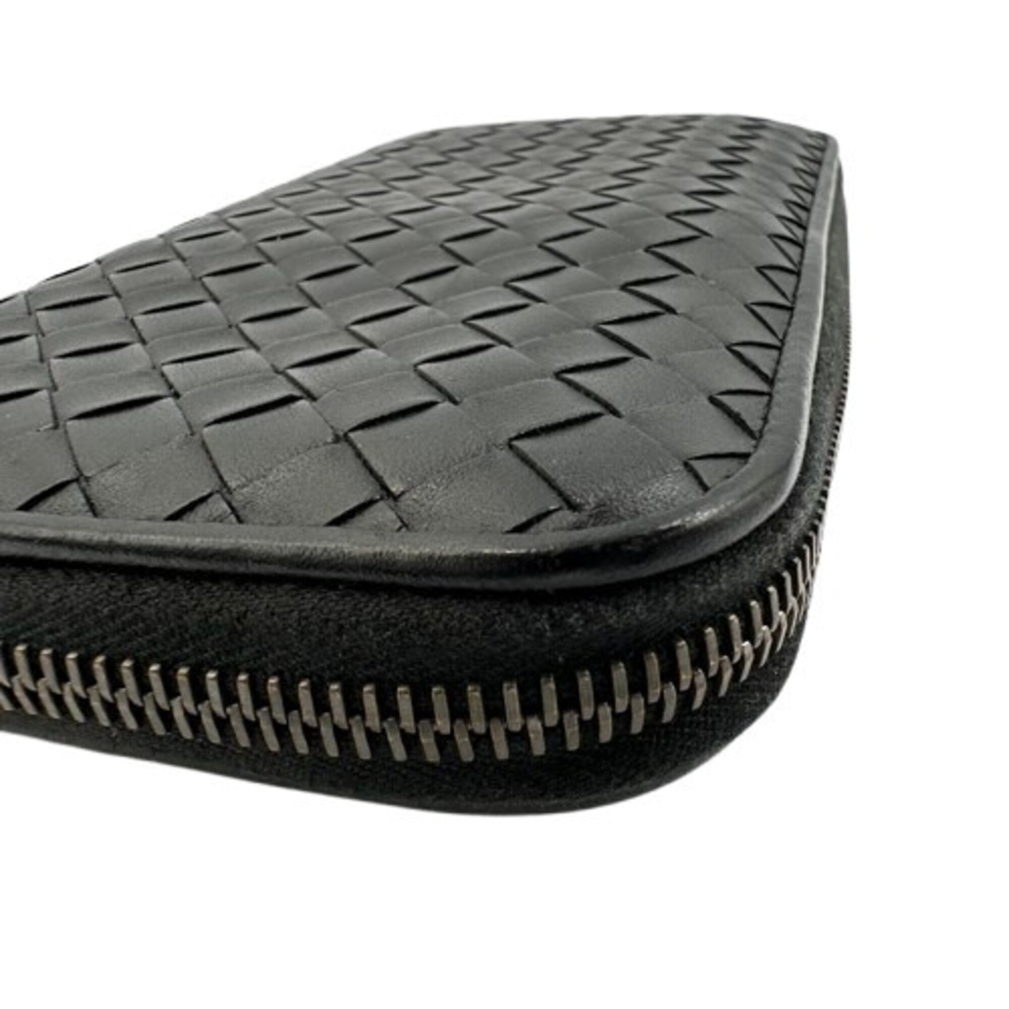 Bottega Veneta Black Leather Long Wallet (Bi-Fold) (Pre-Owned)
