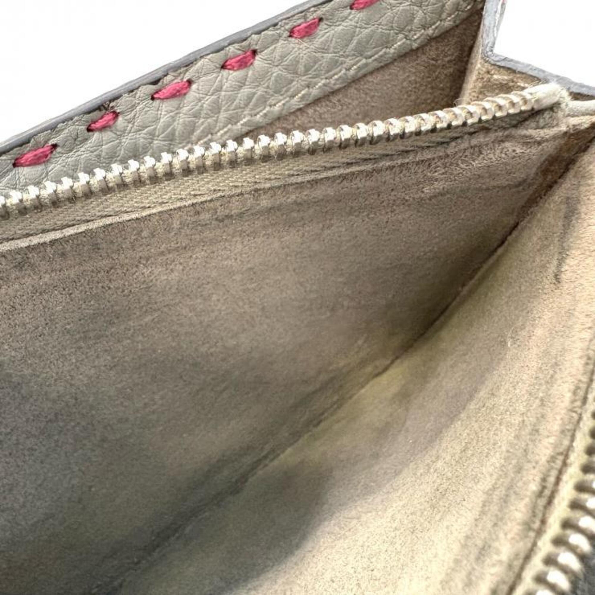 Fendi Gray Light Pink Pink Leather Long Wallet (Bi-Fold) (Pre-Owned)