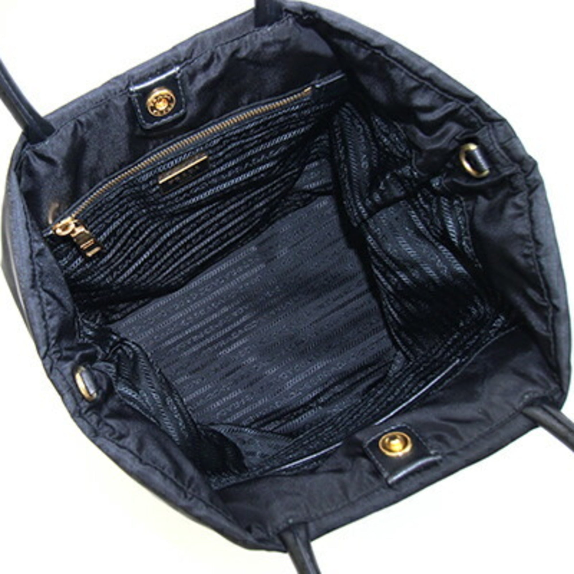 Prada Black Nero Nylon Leather Handbag (Pre-Owned)