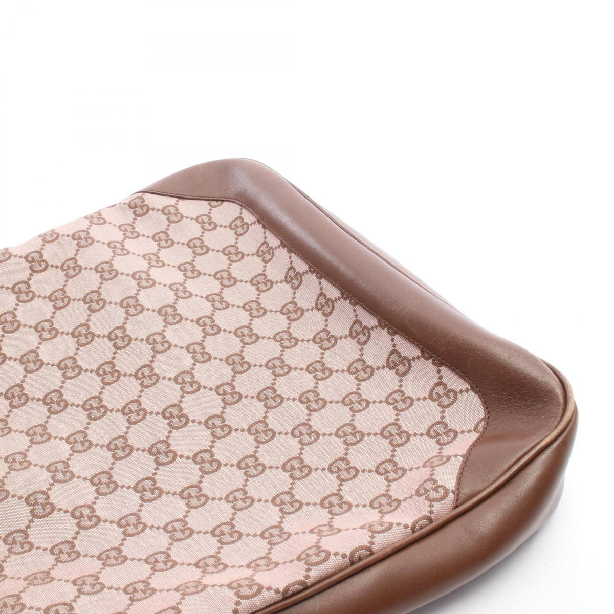 Gucci Brown Pink Canvas Leather Handbag (Pre-Owned)