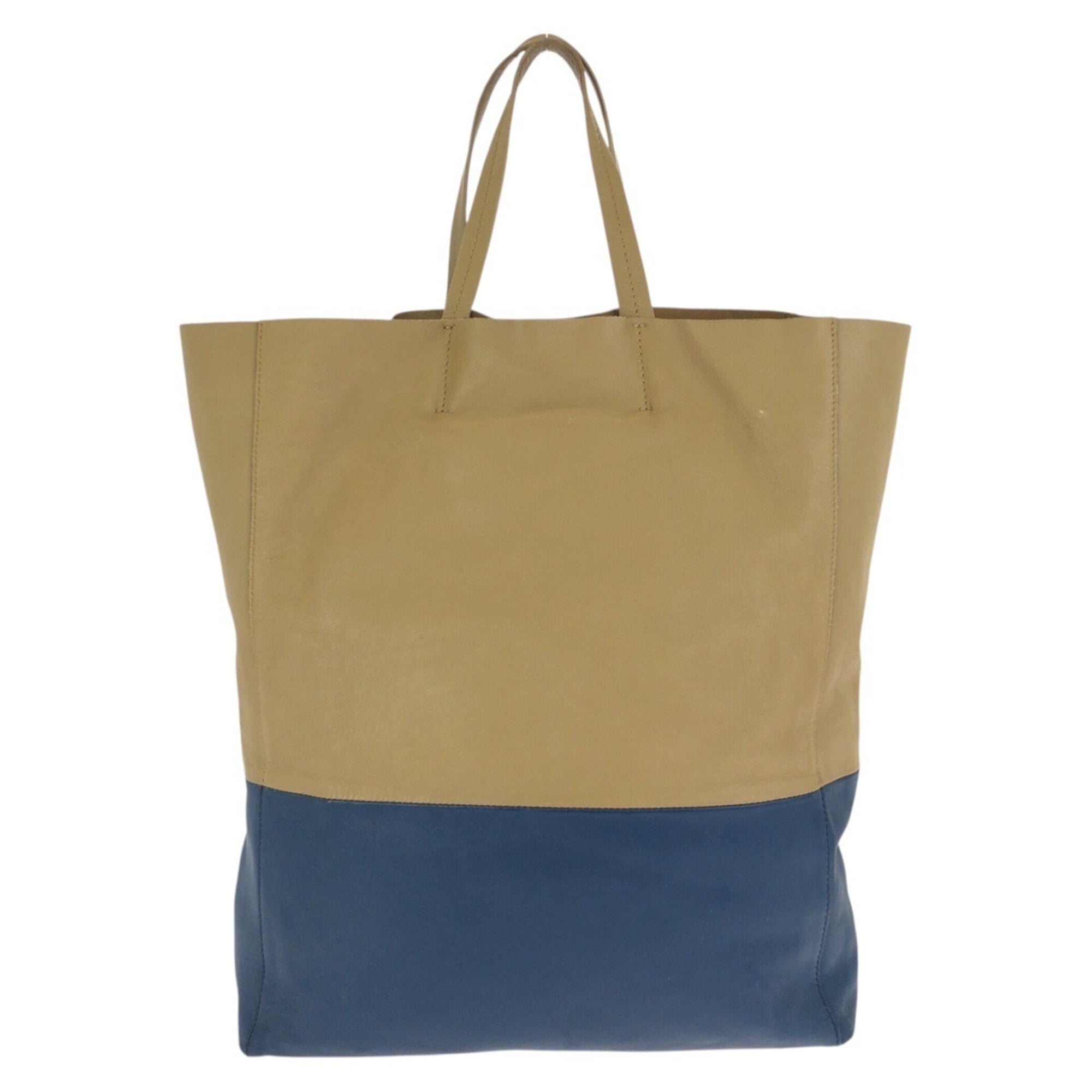 Celine Beige Blue Leather Tote Bag (Pre-Owned)