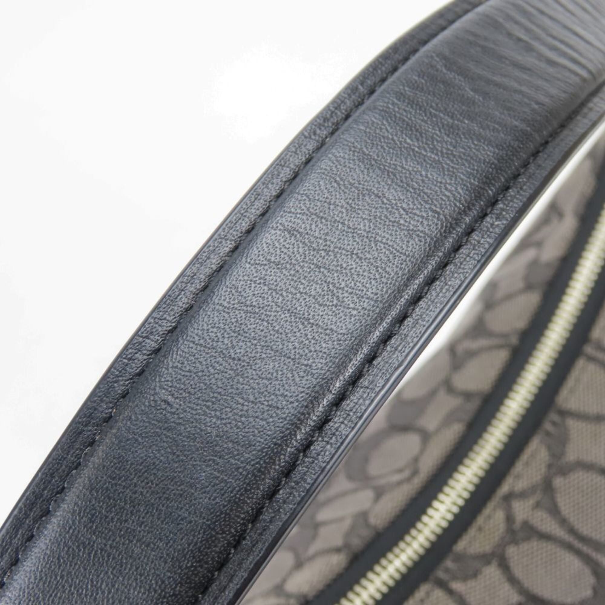 Coach Black Gray Canvas Leather Shoulder Bag (Pre-Owned)