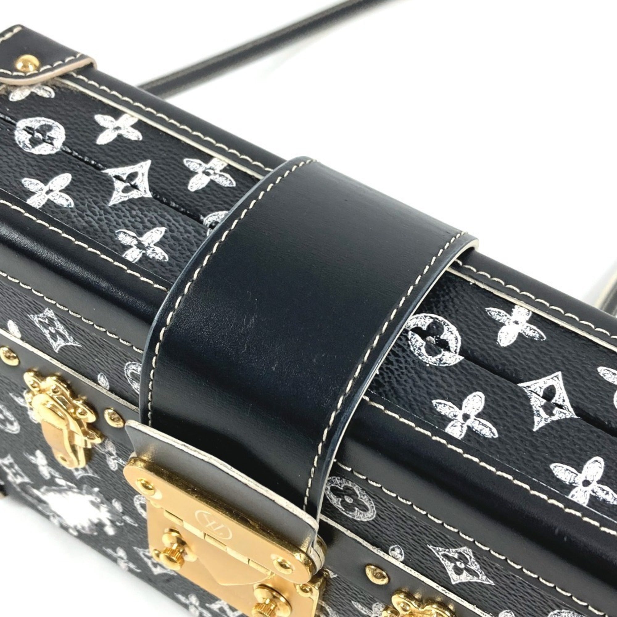 Louis Vuitton Monogram Black Leather Clutch Bag Shoulder Bag (Pre-Owned)
