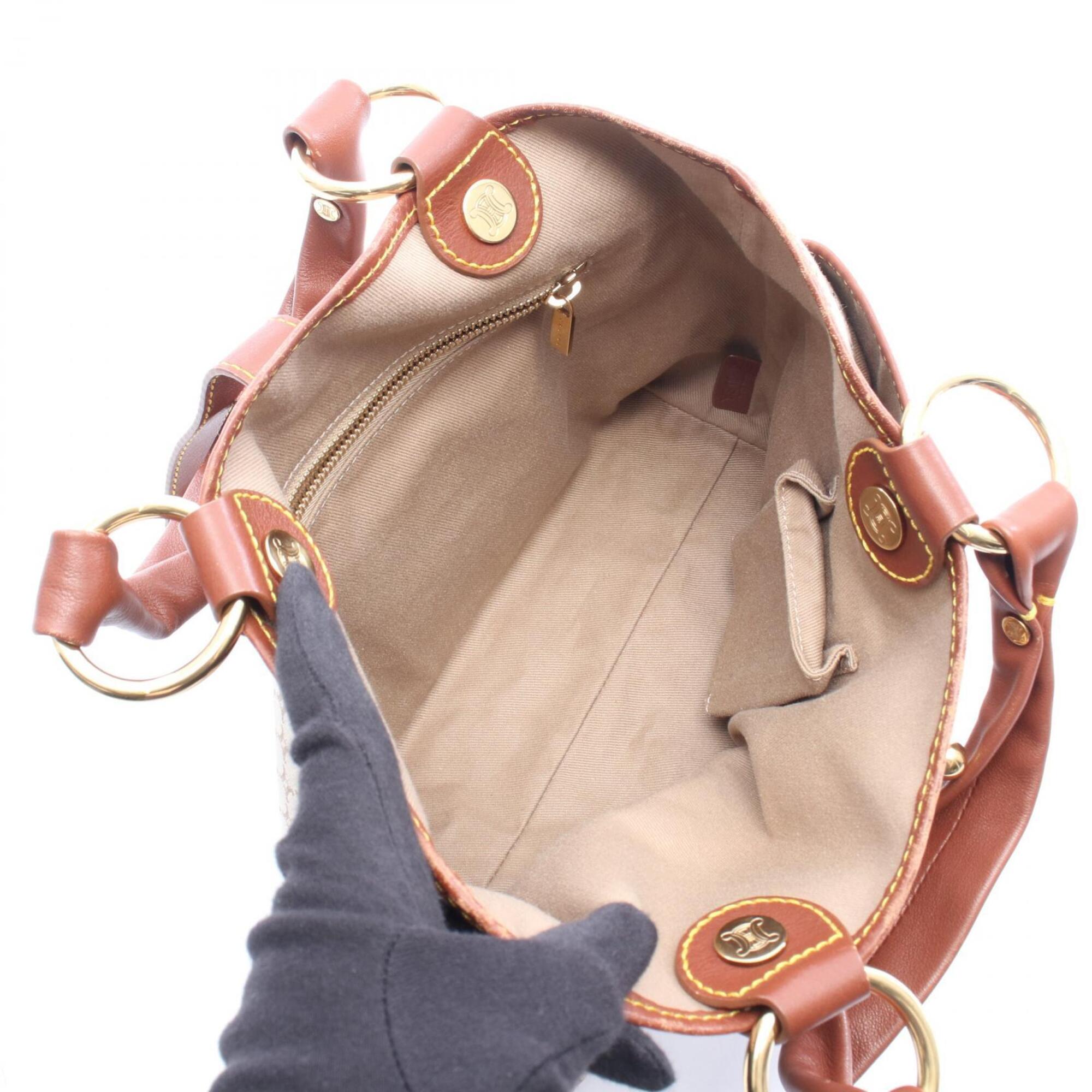 Celine Beige Brown Canvas Leather Handbag (Pre-Owned)
